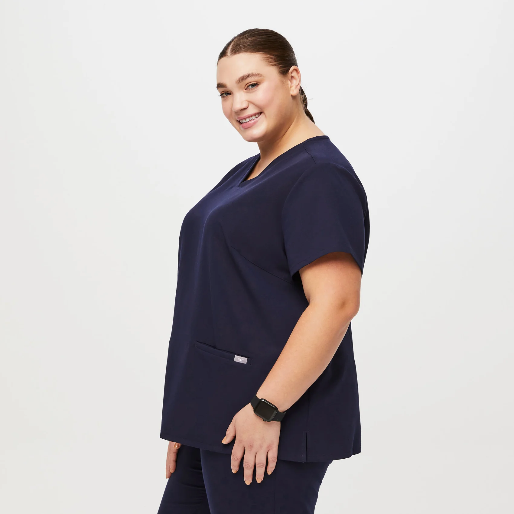 women's Navy Casma™- Three-Pocket Scrub Top (3XL - 6XL) - Image 3