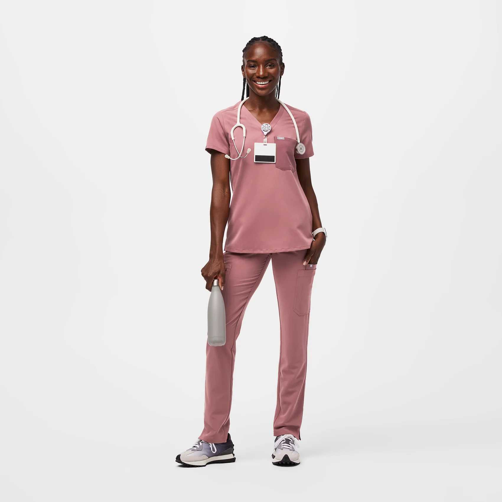 women's Mauve Catarina™ Contrast - One-Pocket Scrub Top - Image 2