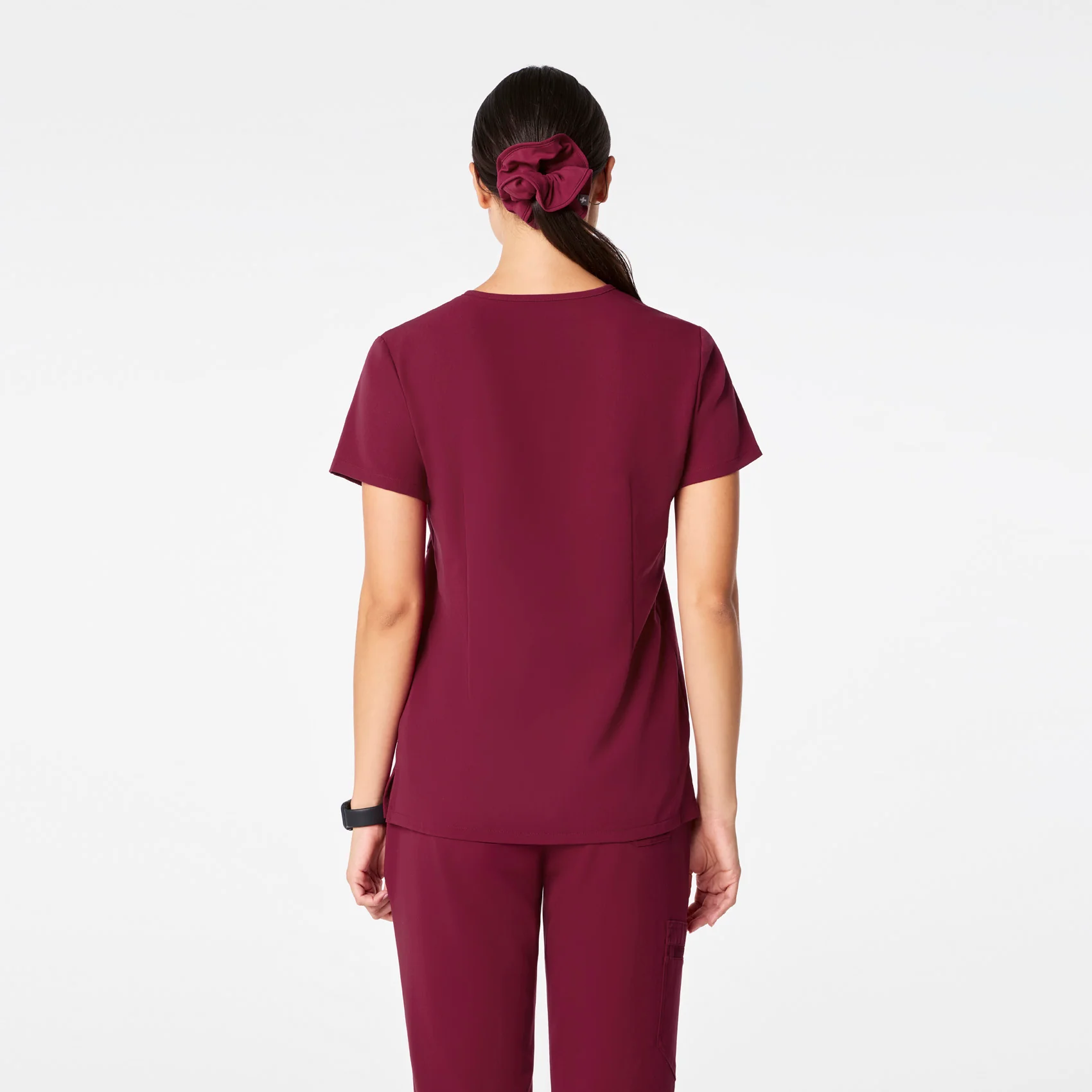 women's Deep Cranberry Catarina - One-Pocket Scrub Top™ - Image 4