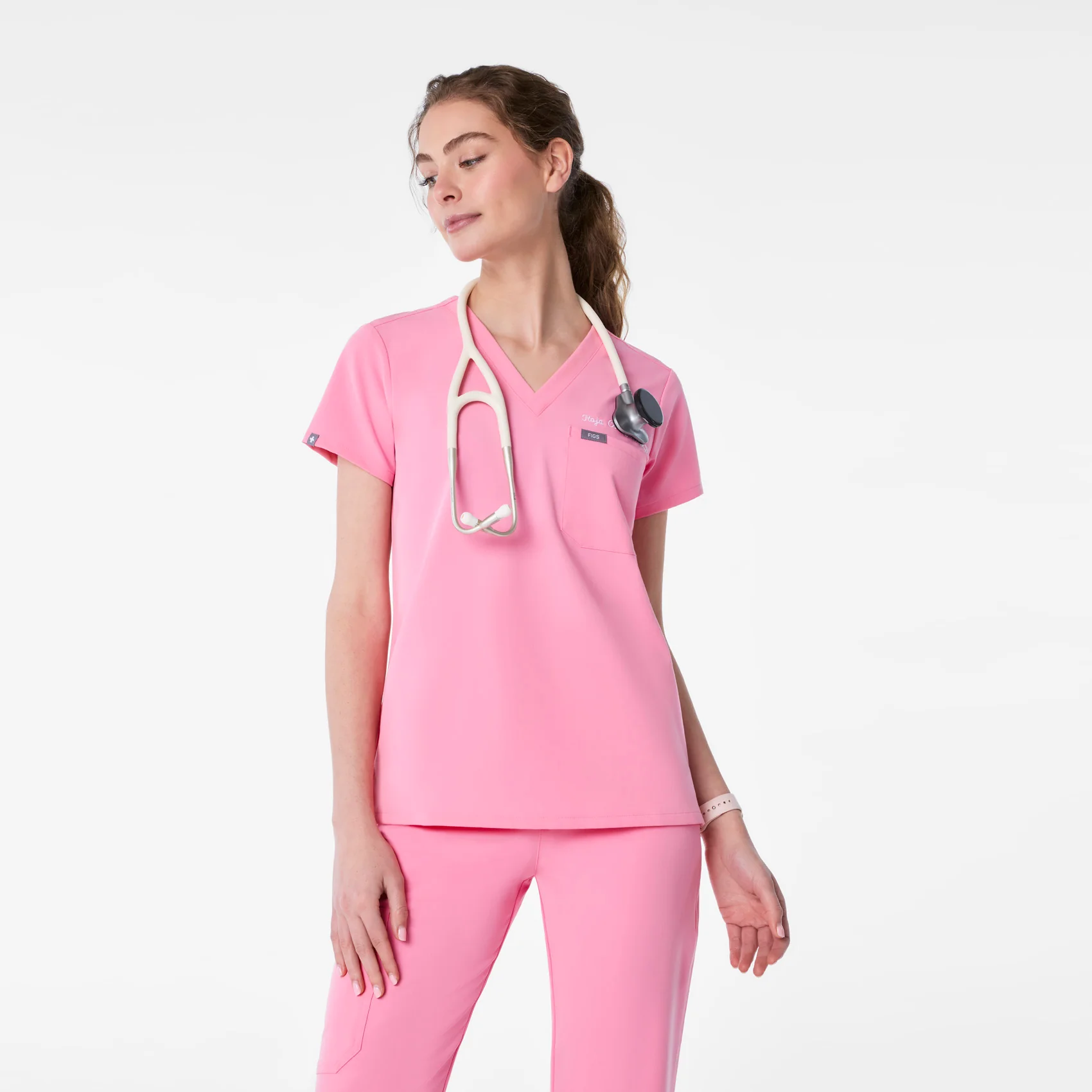 women's Sunrise Pink Catarina Petite - One-Pocket Scrub Top™ - Image 5