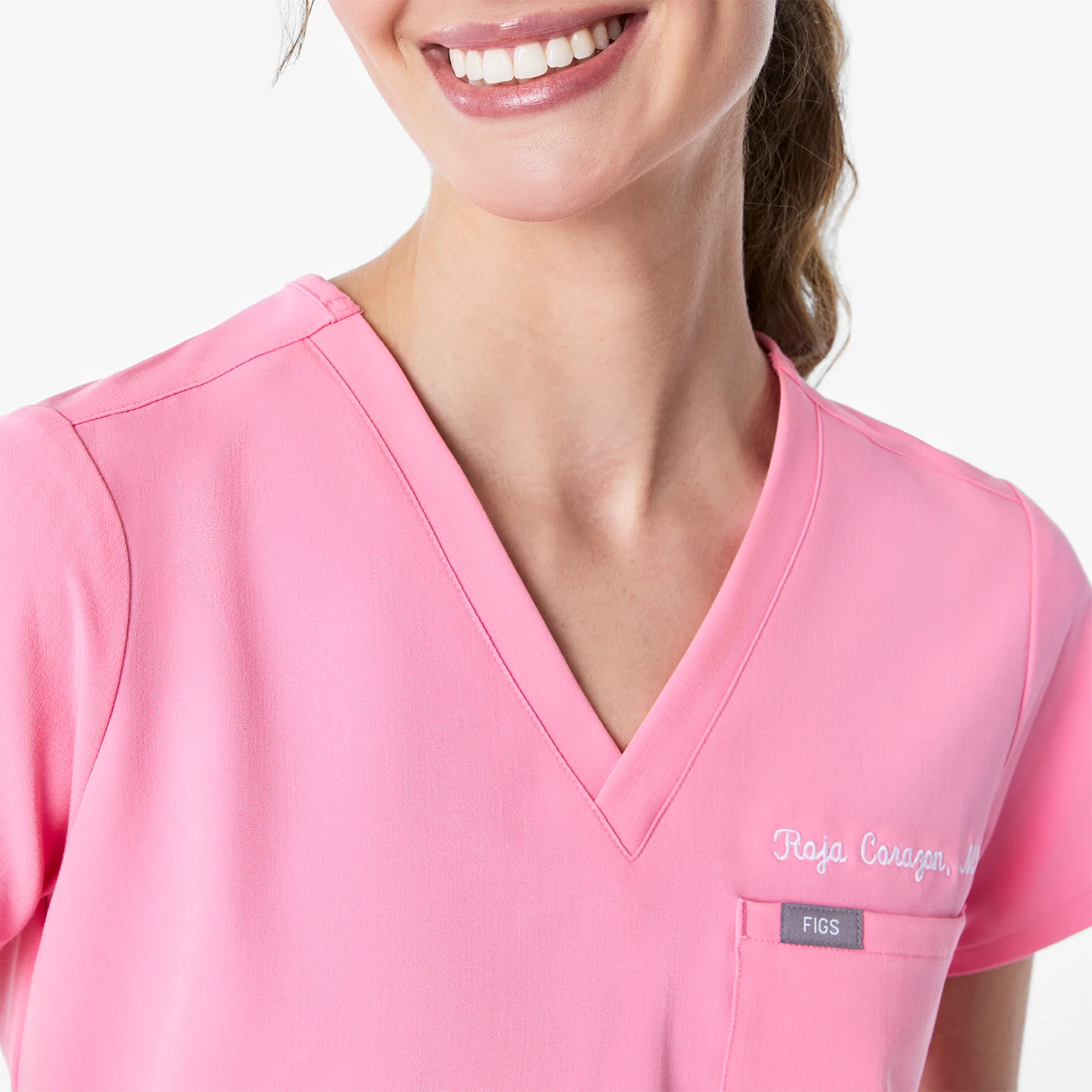 women's Sunrise Pink Catarina Petite - One-Pocket Scrub Top™ - Image 6