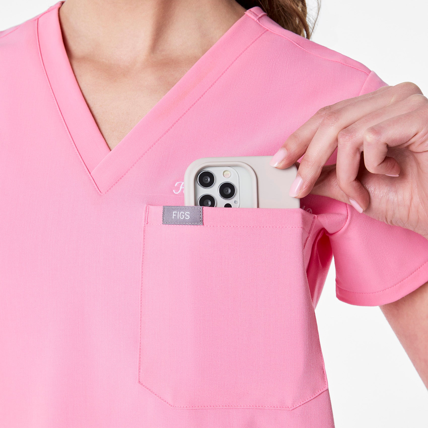 women's Sunrise Pink Catarina Petite - One-Pocket Scrub Top™ - Image 8