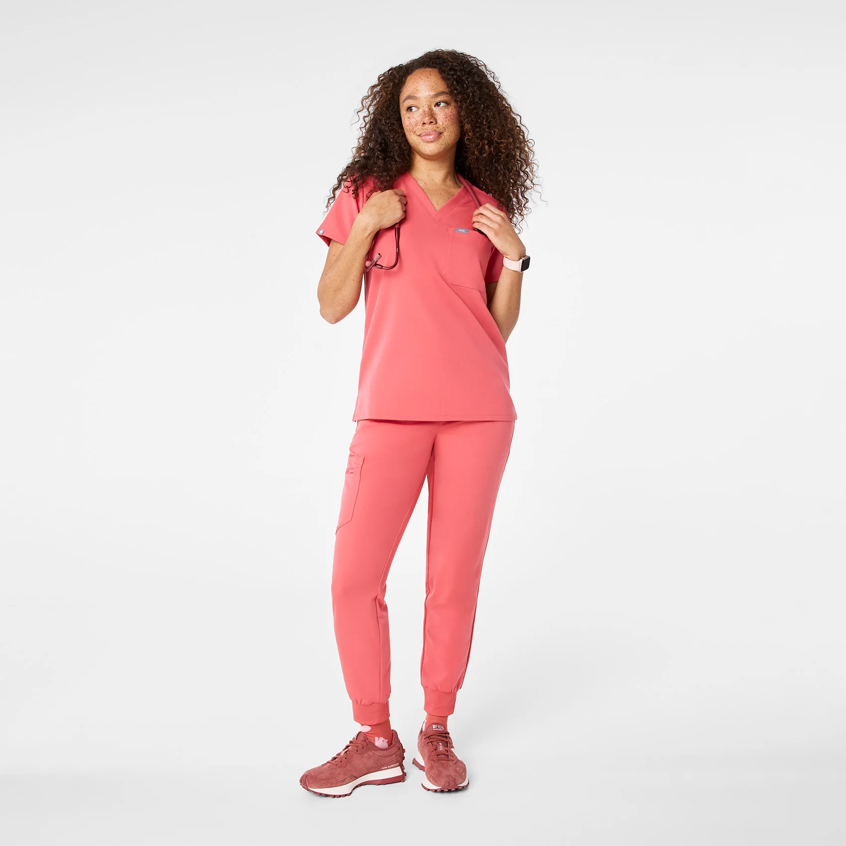 women's Pulmonary Pink Catarina Petite - One-Pocket Scrub Top™ - Image 2