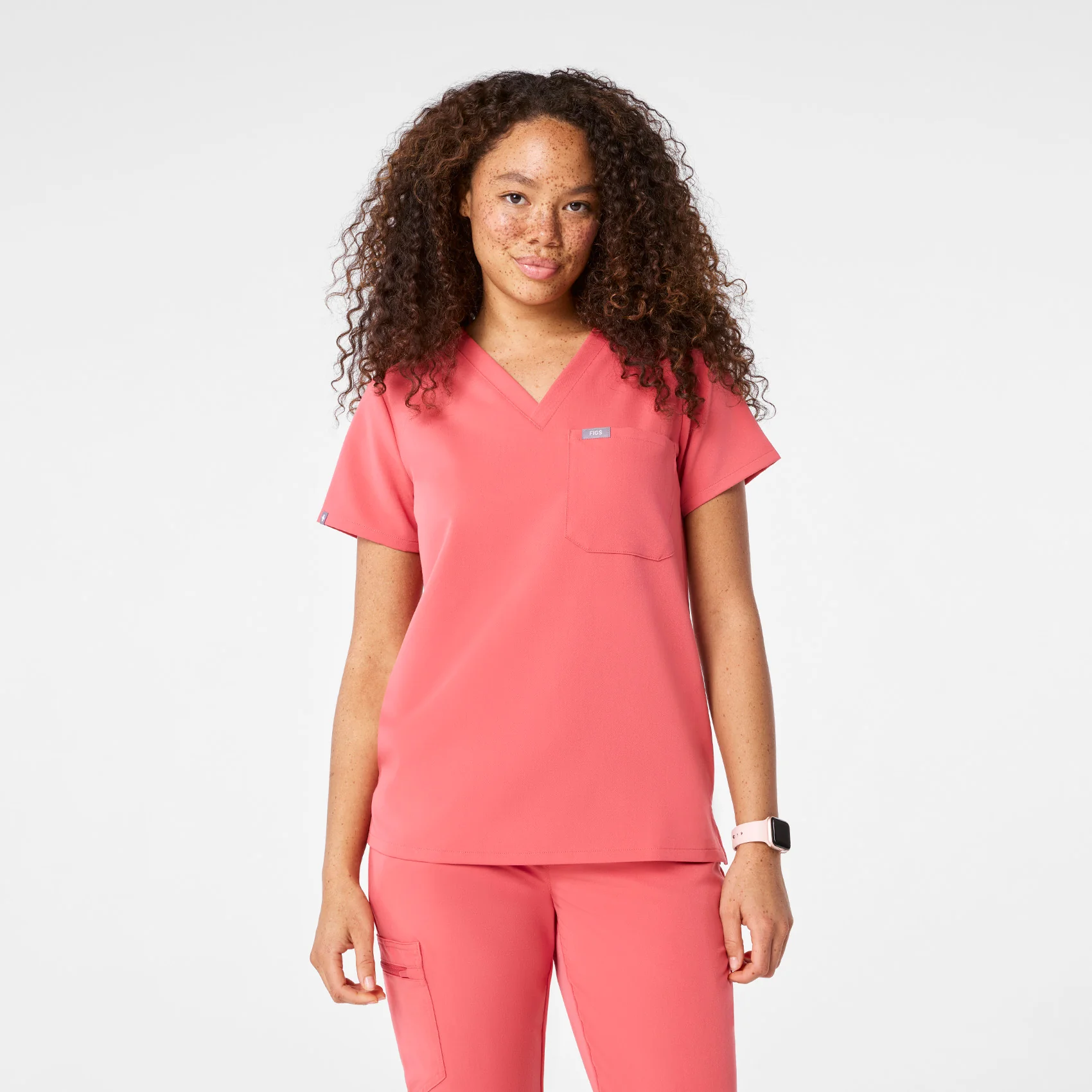 women's Pulmonary Pink Catarina Petite - One-Pocket Scrub Top™ - Image 5
