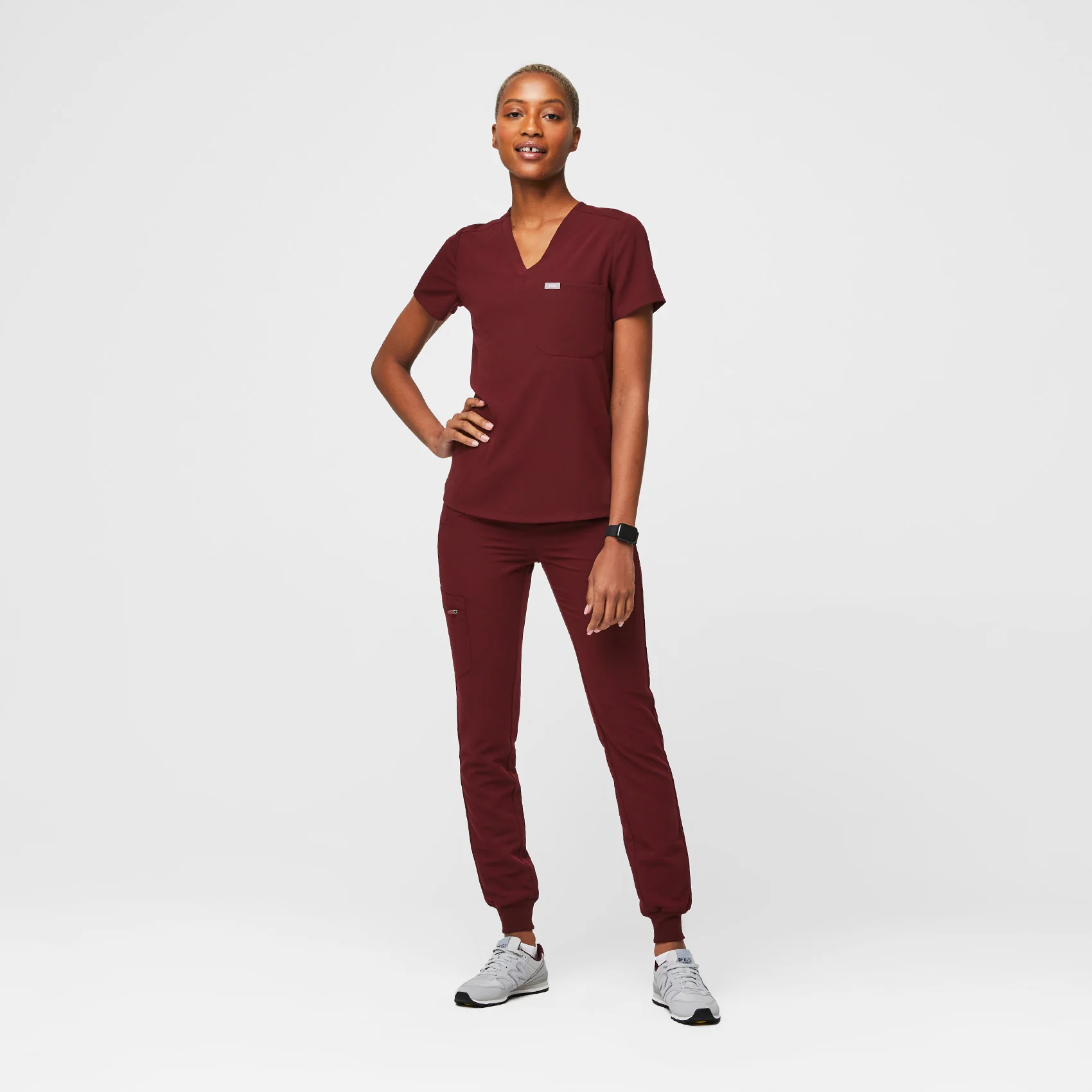 Women's Burgundy Catarina™ - One-Pocket Scrub Top - Image 2