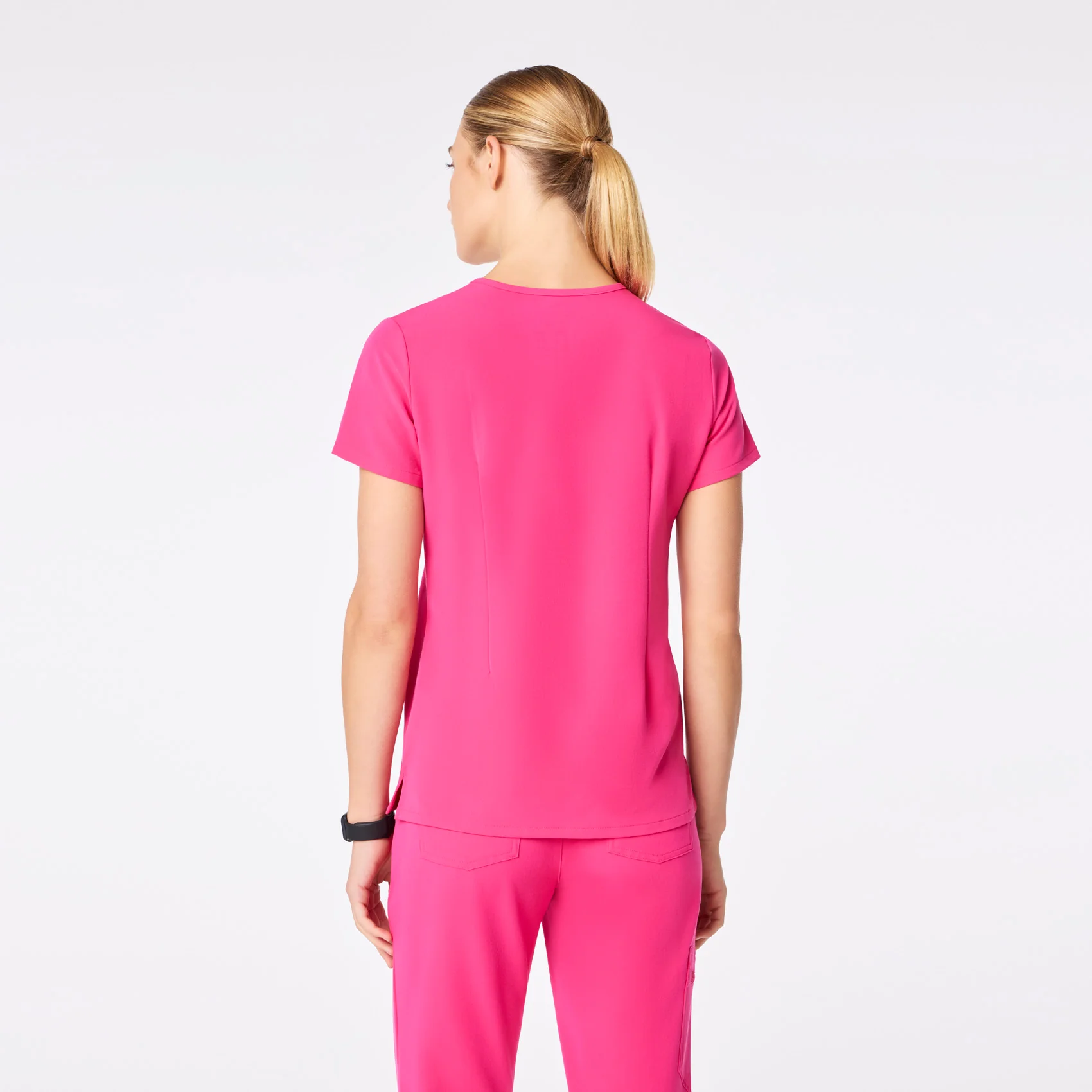 women's Shocking Pink Catarina Petite One-Pocket Scrub Top™ - Image 4