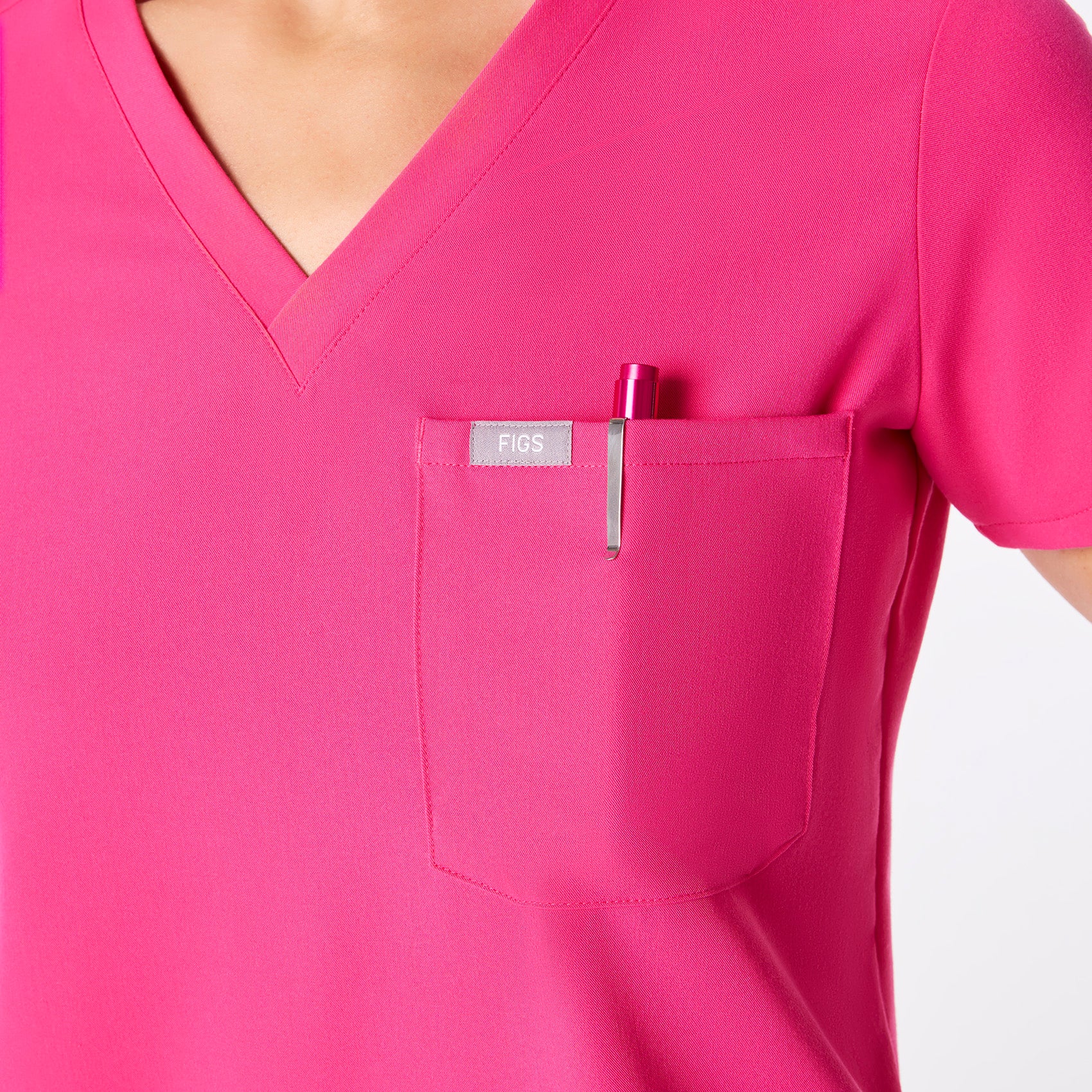 women's Shocking Pink Catarina Petite One-Pocket Scrub Top™ - Image 7