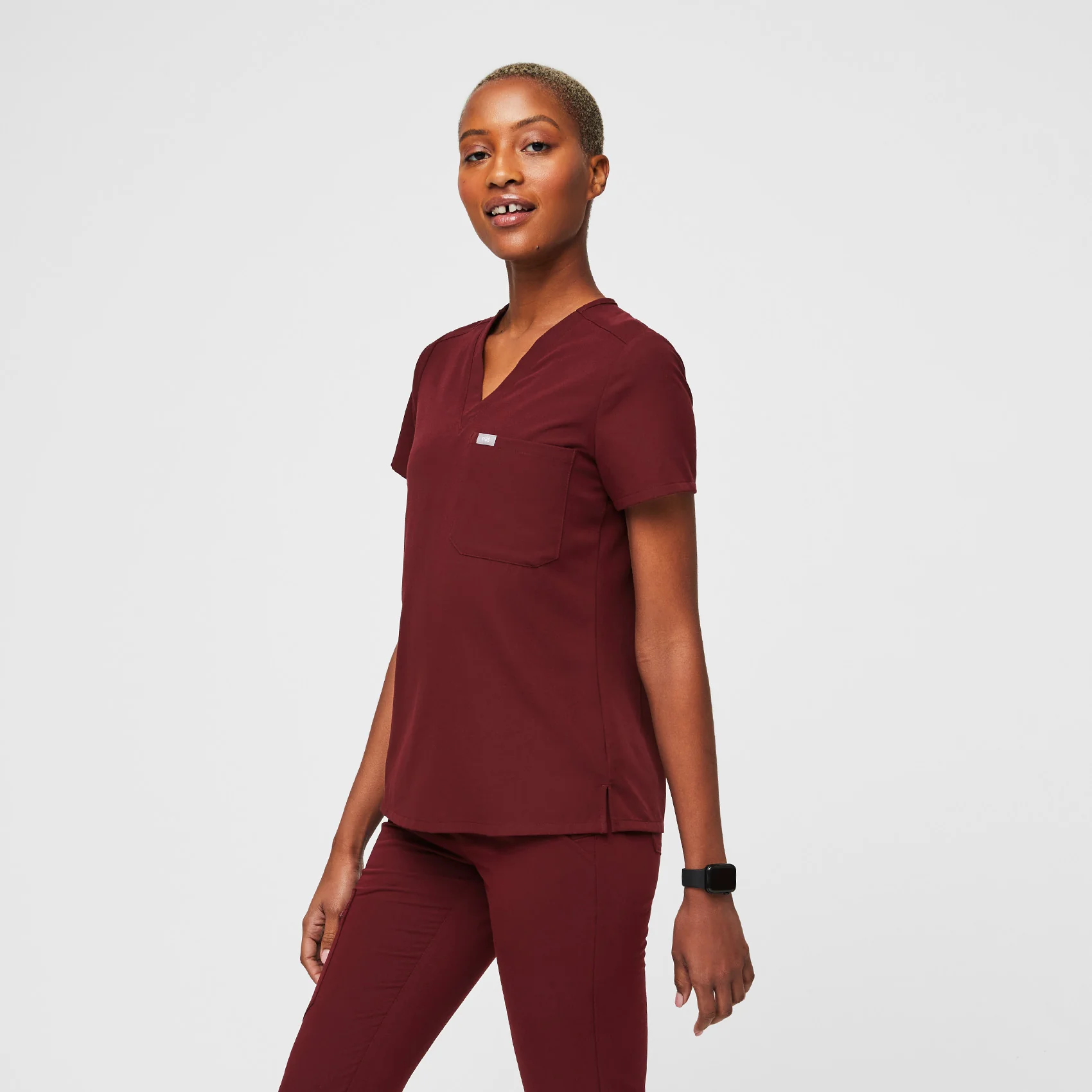 women's Burgundy Catarina™ - Petite Scrub Top - Image 3