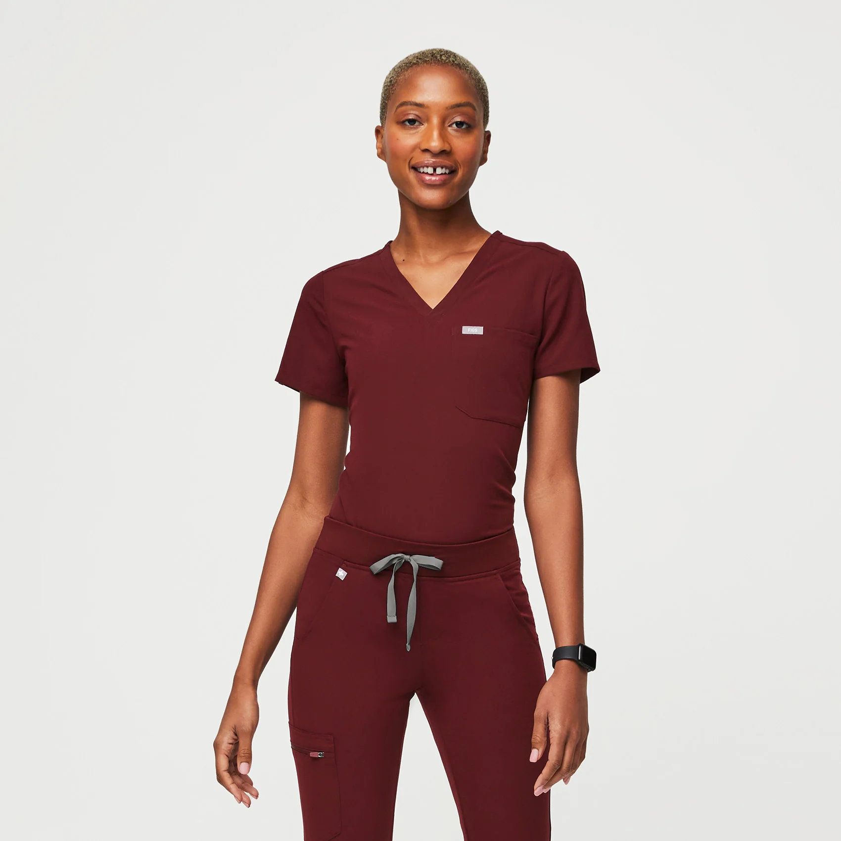 women's Burgundy Catarina™ - Petite Scrub Top - Image 5