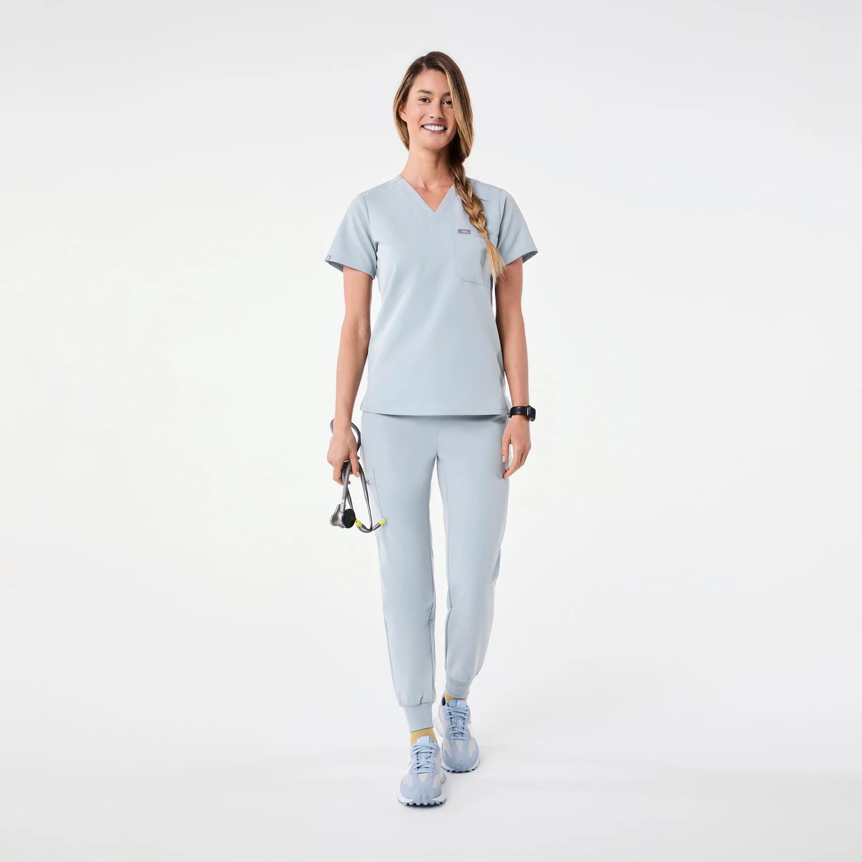 women's Dusty Blue Catarina - One-Pocket Scrub Top™ - Image 2
