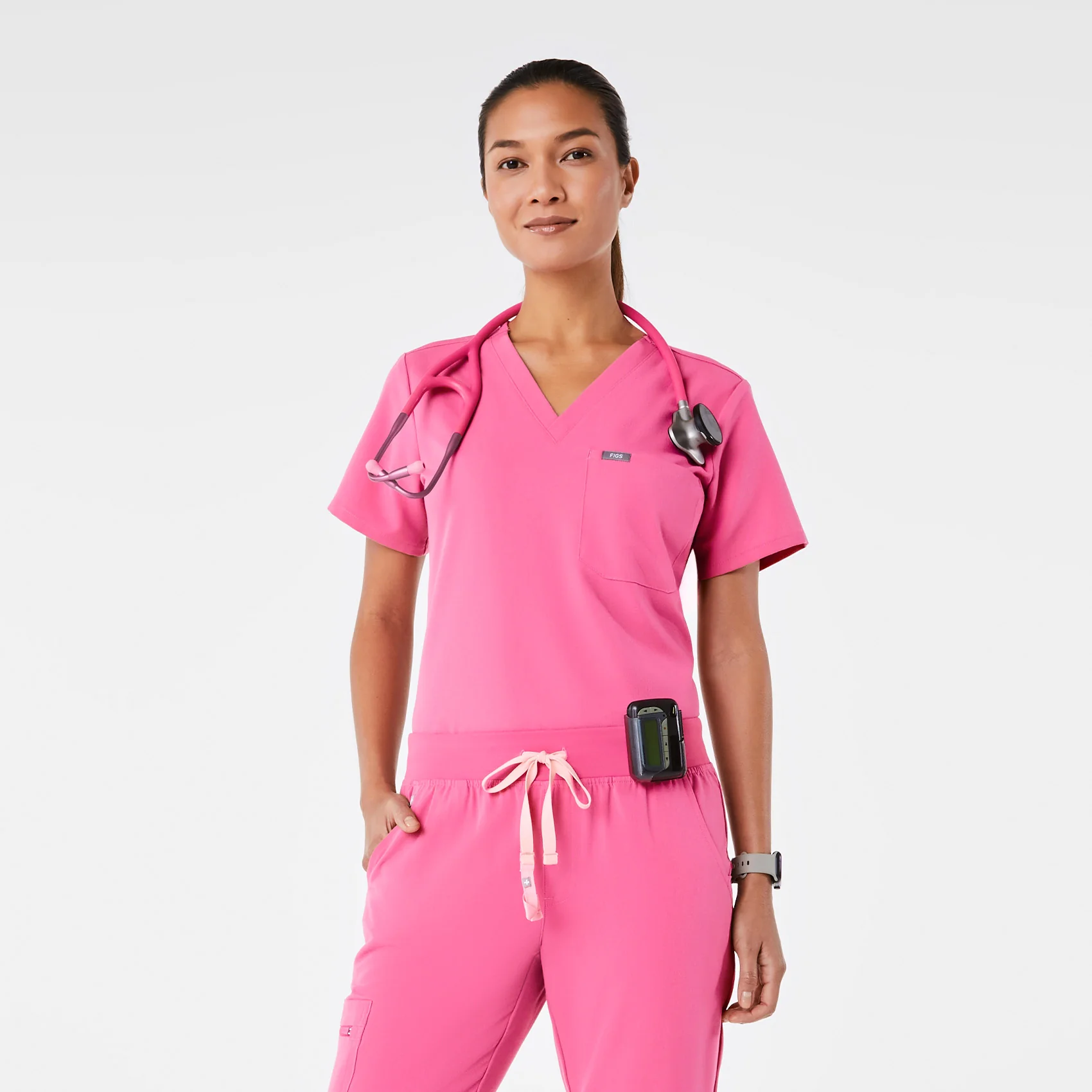 women's F'ing Pink Catarina Petite - One-Pocket Scrub Top™