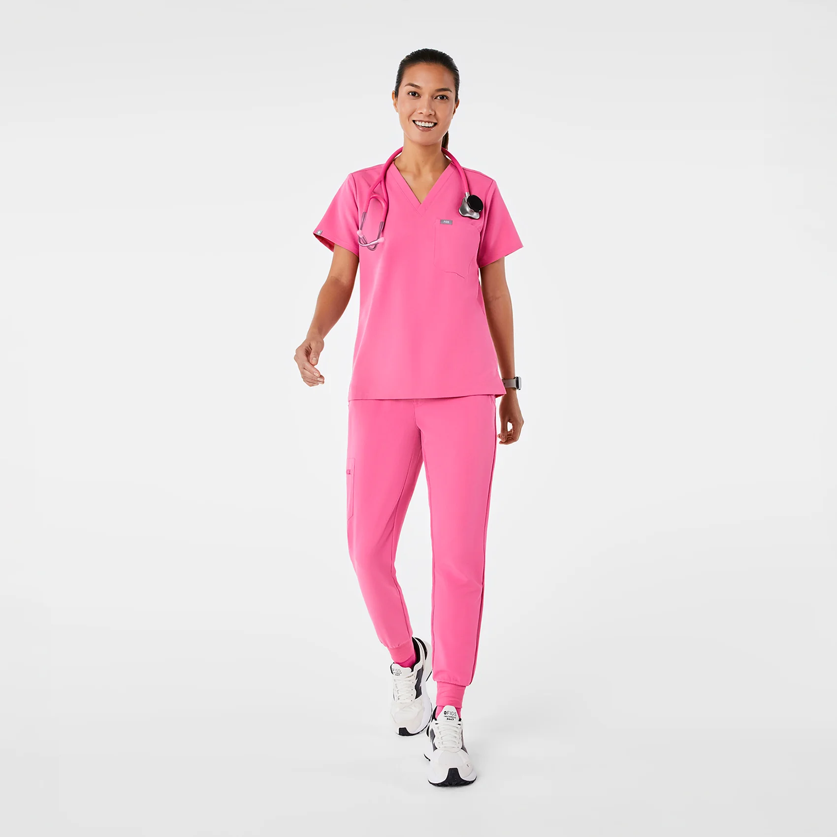 women's F'ing Pink Catarina Petite - One-Pocket Scrub Top™ - Image 2