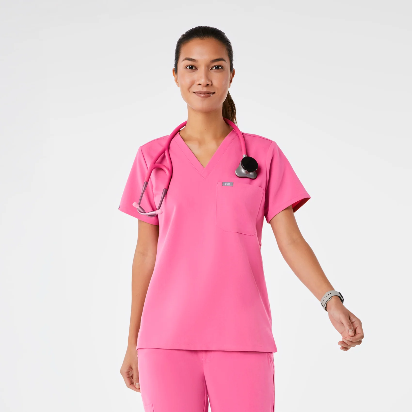 women's F'ing Pink Catarina Petite - One-Pocket Scrub Top™ - Image 5