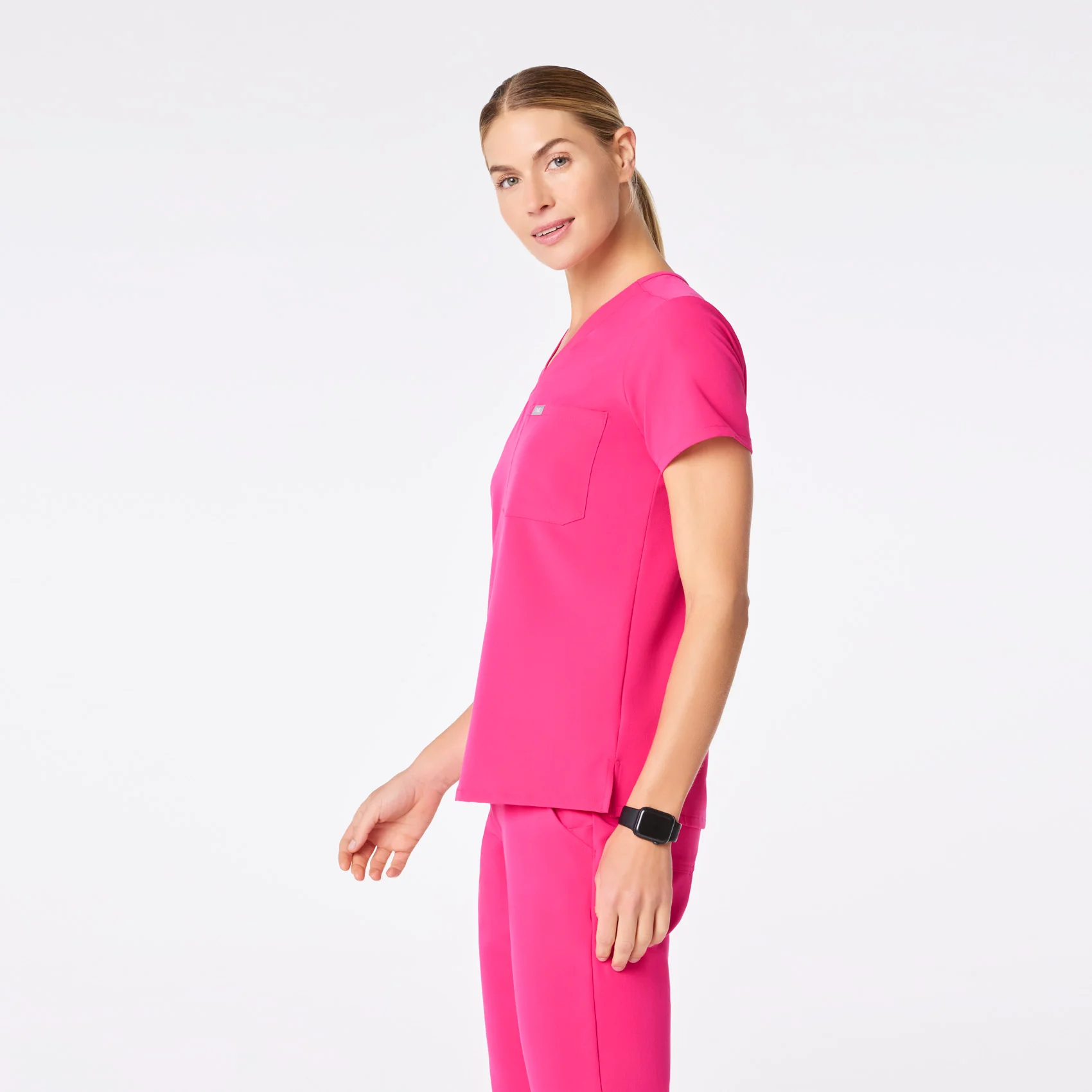 women's Shocking Pink Catarina One-Pocket Scrub Top™ - Image 3