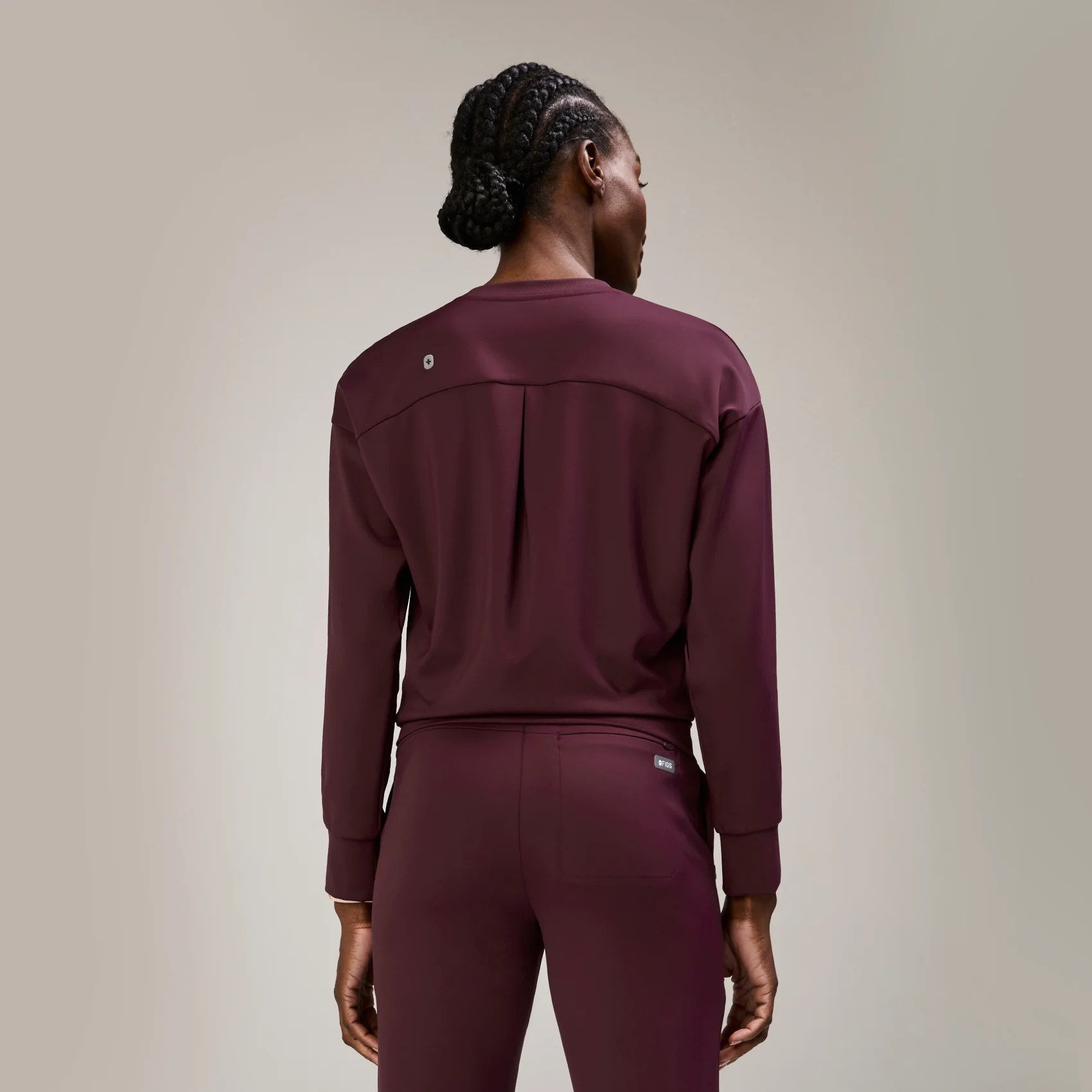 women's Burgundy Cornelia FORMx Crewneck - Scrub Top™ - Image 4