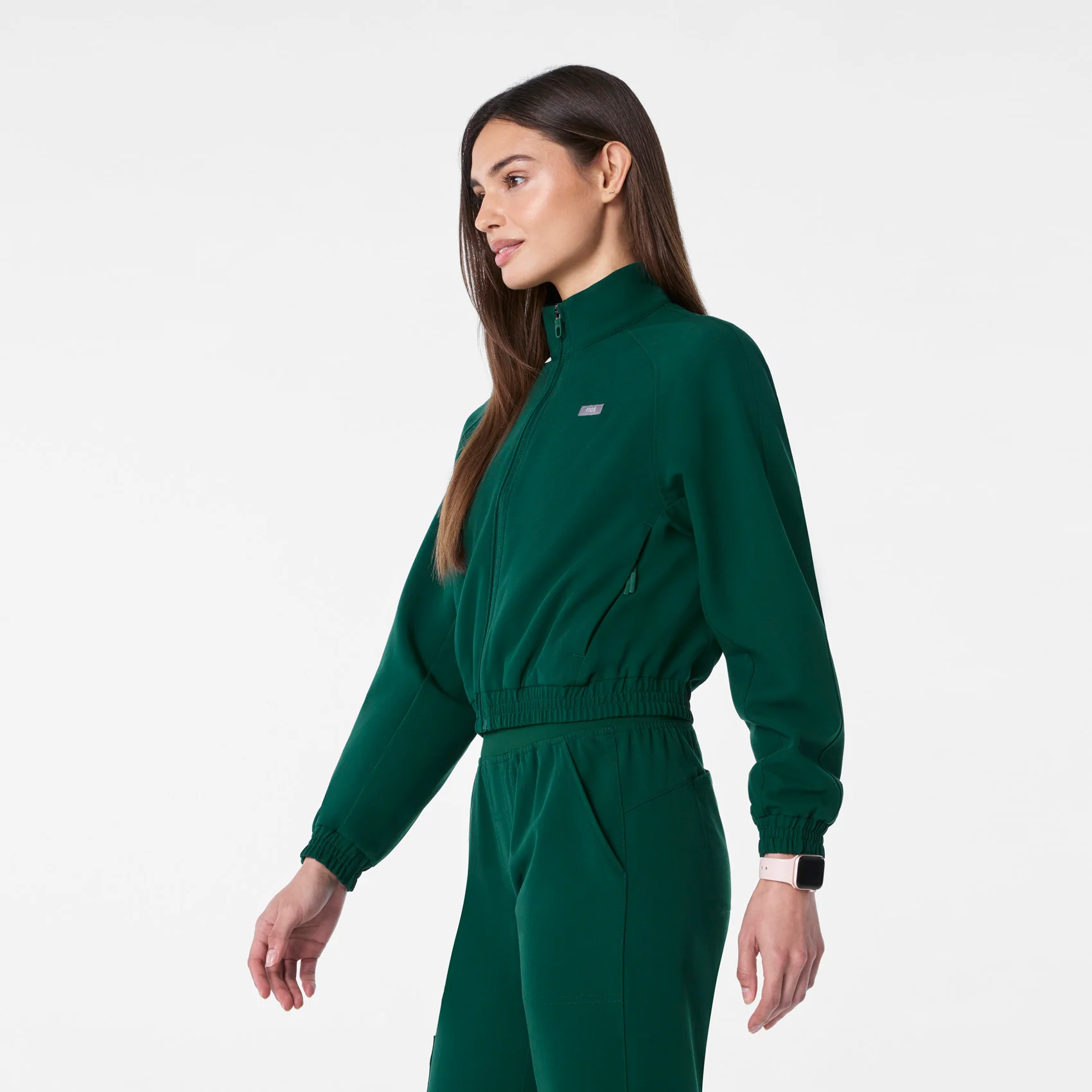 women's Forest Green Cropped Sydney - Scrub Jacket - Image 3
