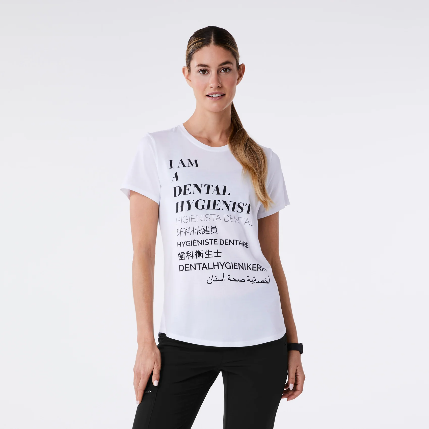 women's White Dental Hygienist Supersoft - Shortsleeve Underscrub