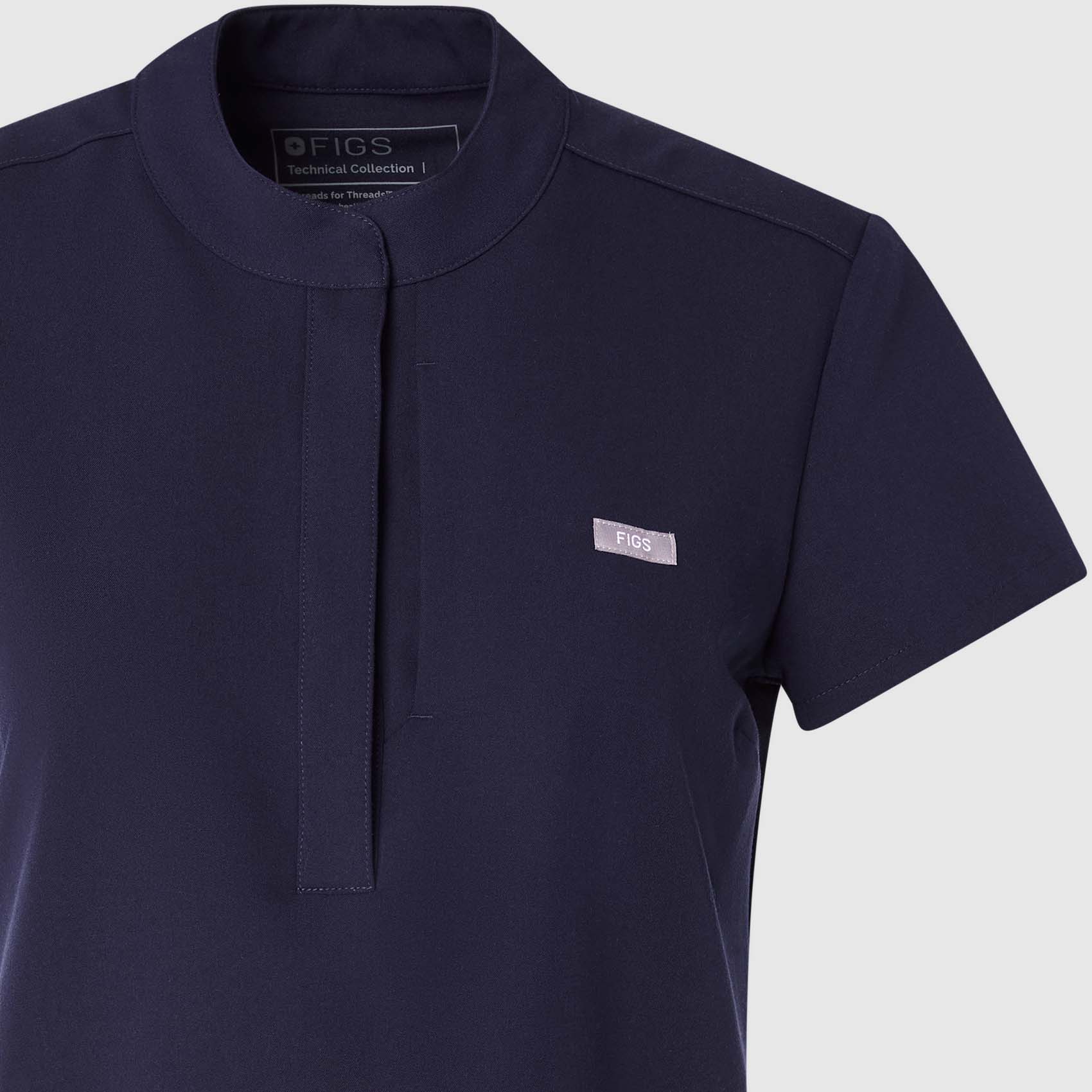 women's Navy Francisca Henley - Scrub Top - Image 11