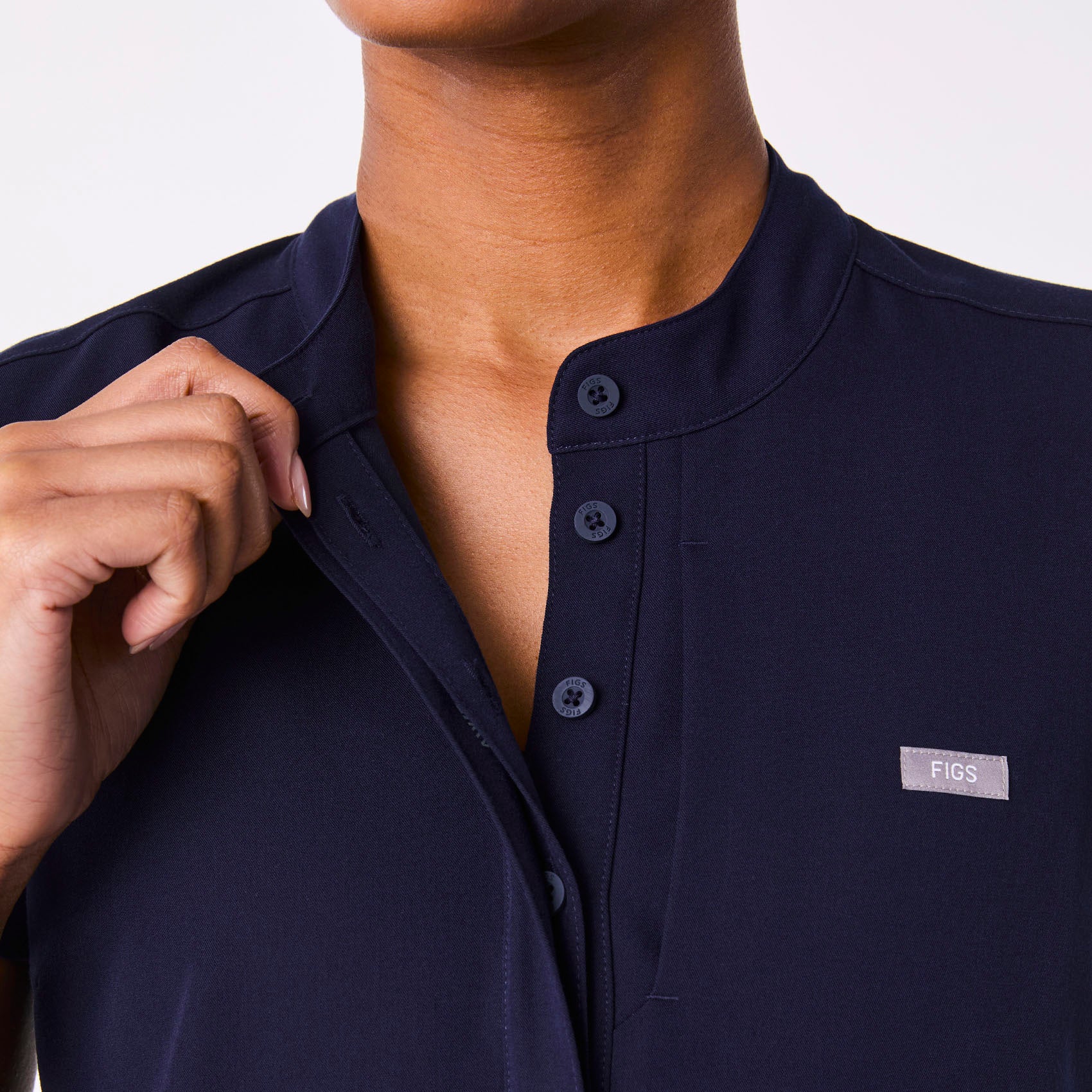 women's Navy Francisca Henley - Scrub Top - Image 7