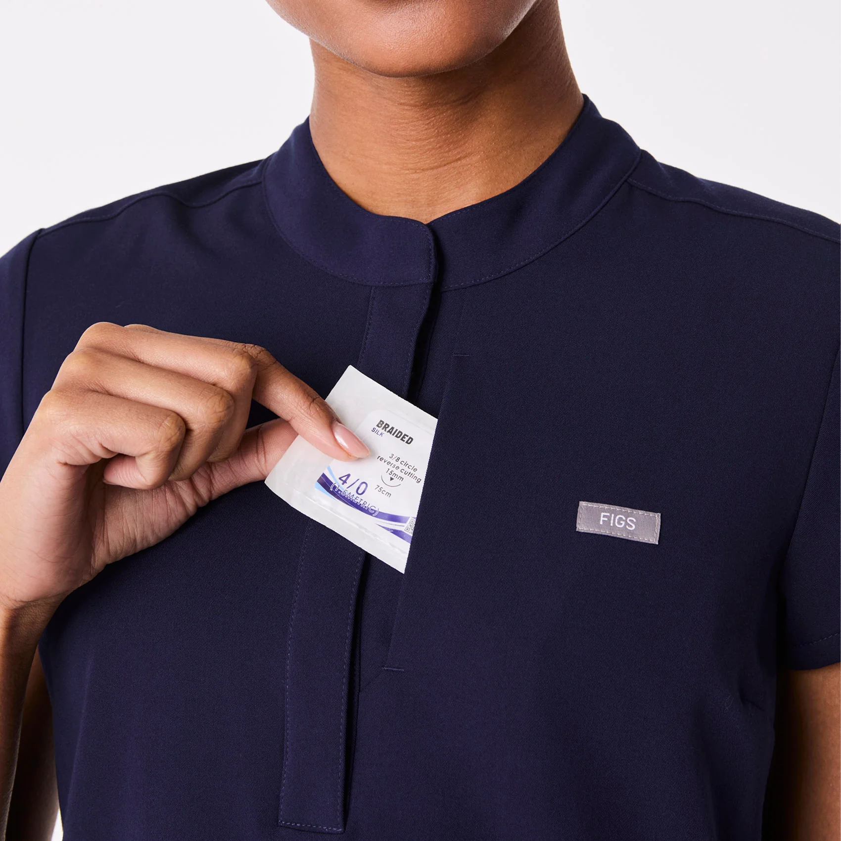 women's Navy Francisca Henley - Scrub Top - Image 8