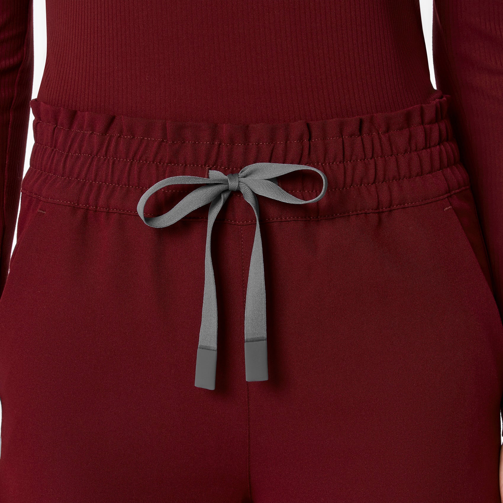women's Burgundy High Waisted Allison Ultra Wide Leg - Scrub Pant - Image 5