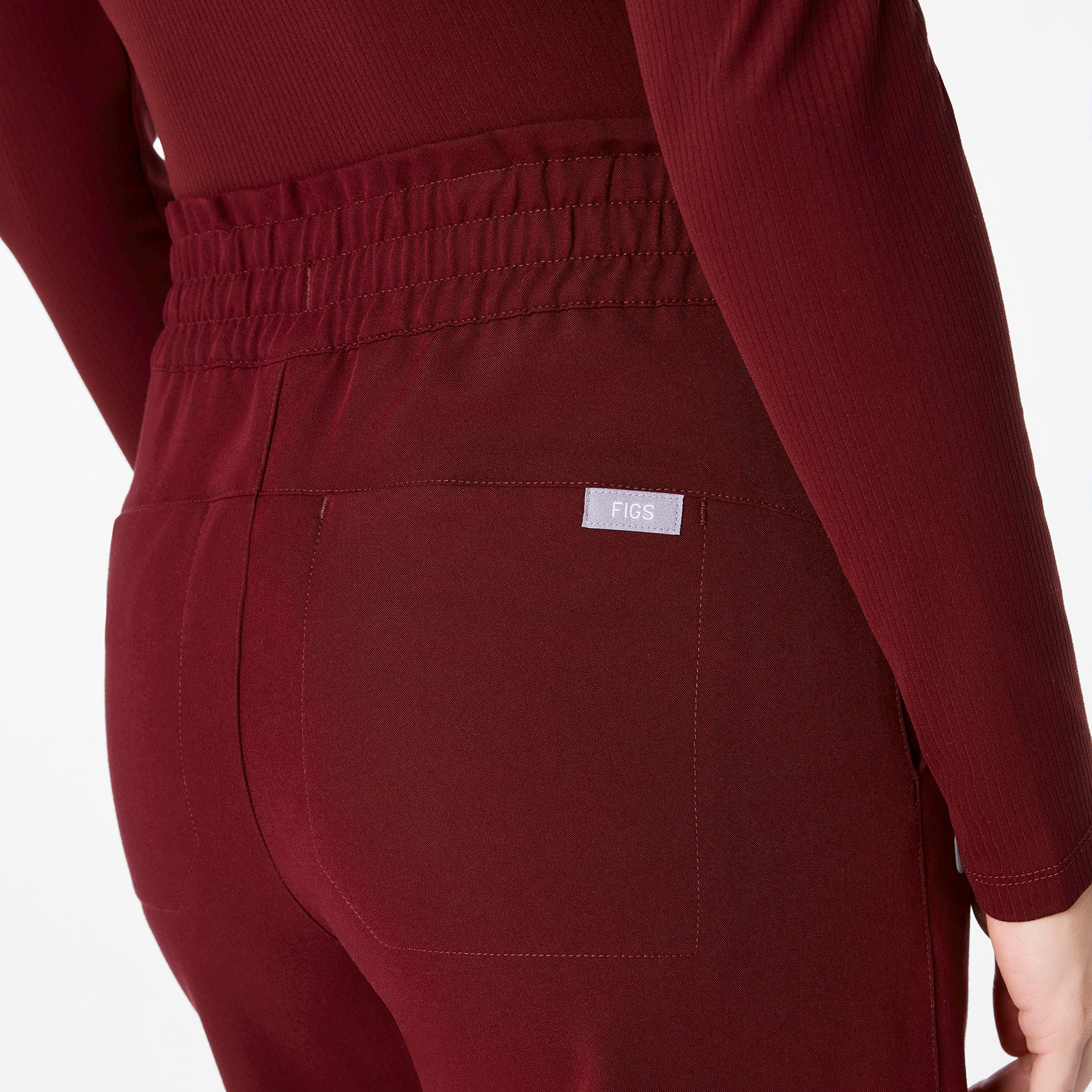 women's Burgundy High Waisted Allison Ultra Wide Leg - Scrub Pant - Image 7