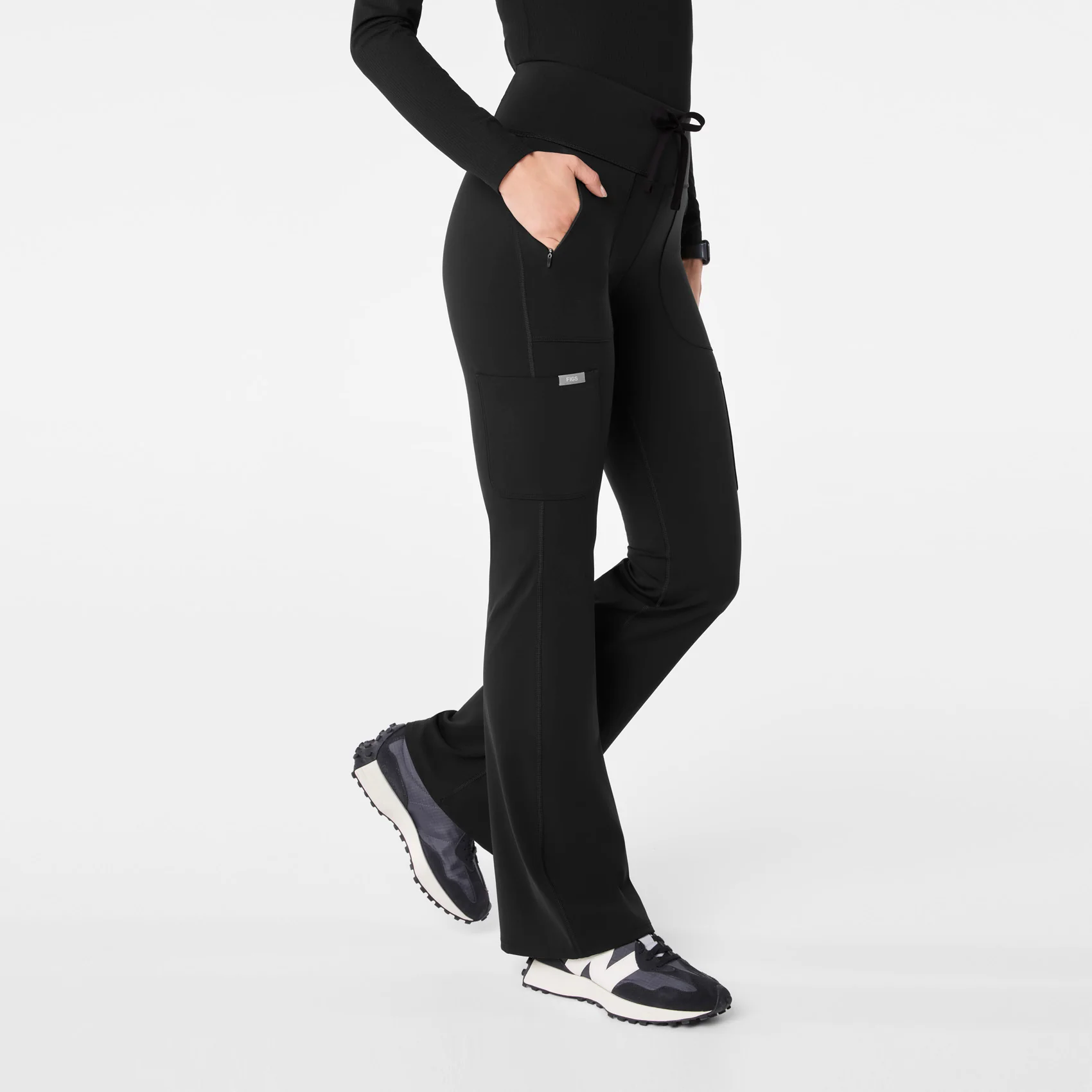 women's Black High Waisted Ashland - Flare ScrubLegging™ - Image 3
