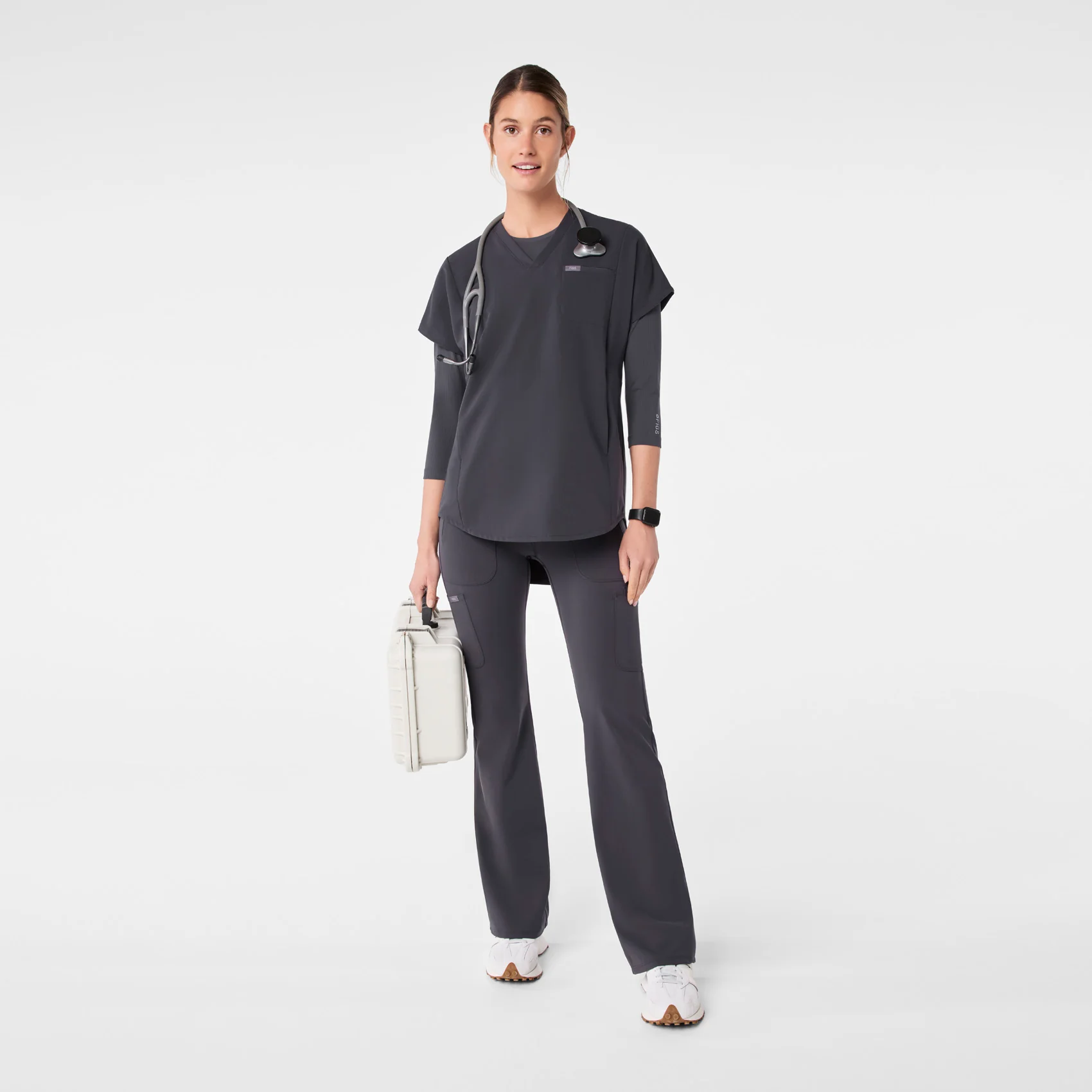 women's Charcoal High Waisted Ashland - Flare ScrubLegging™ - Image 2