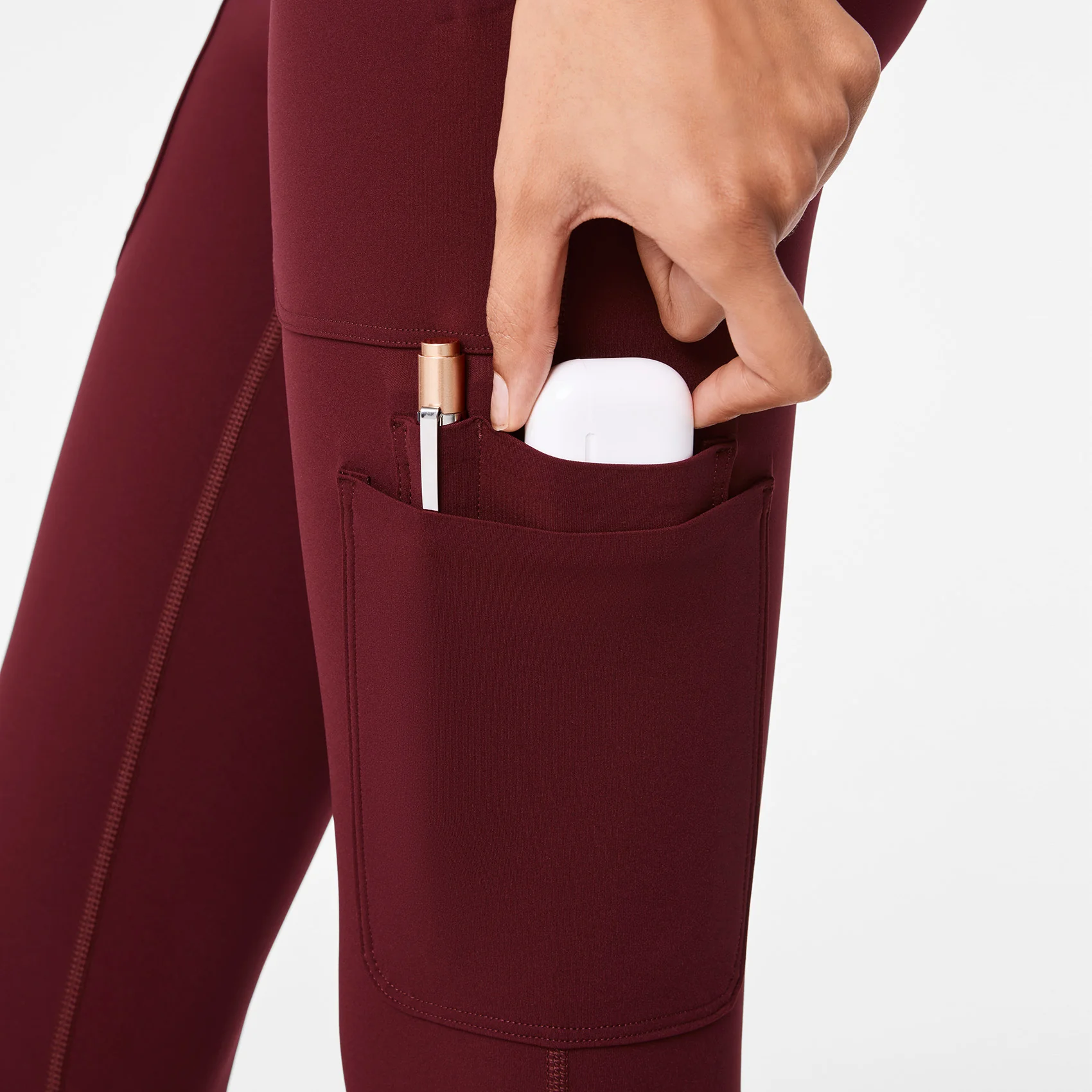 women's Burgundy High Waisted Ashland - Skinny ScrubLegging™ - Image 5