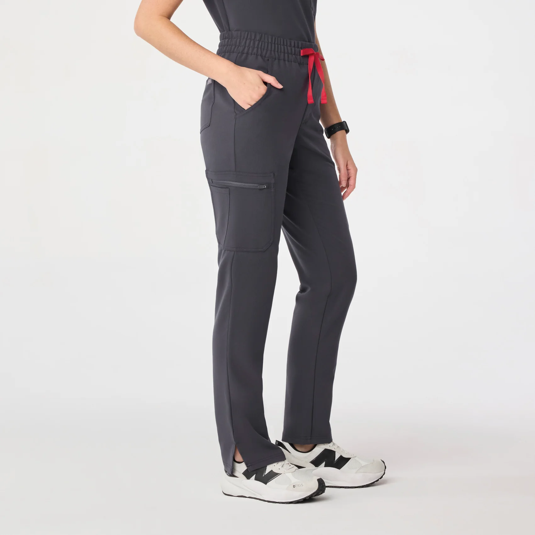 women's Charcoal High Waisted Dowa - Petite Scrub Pant - Image 3