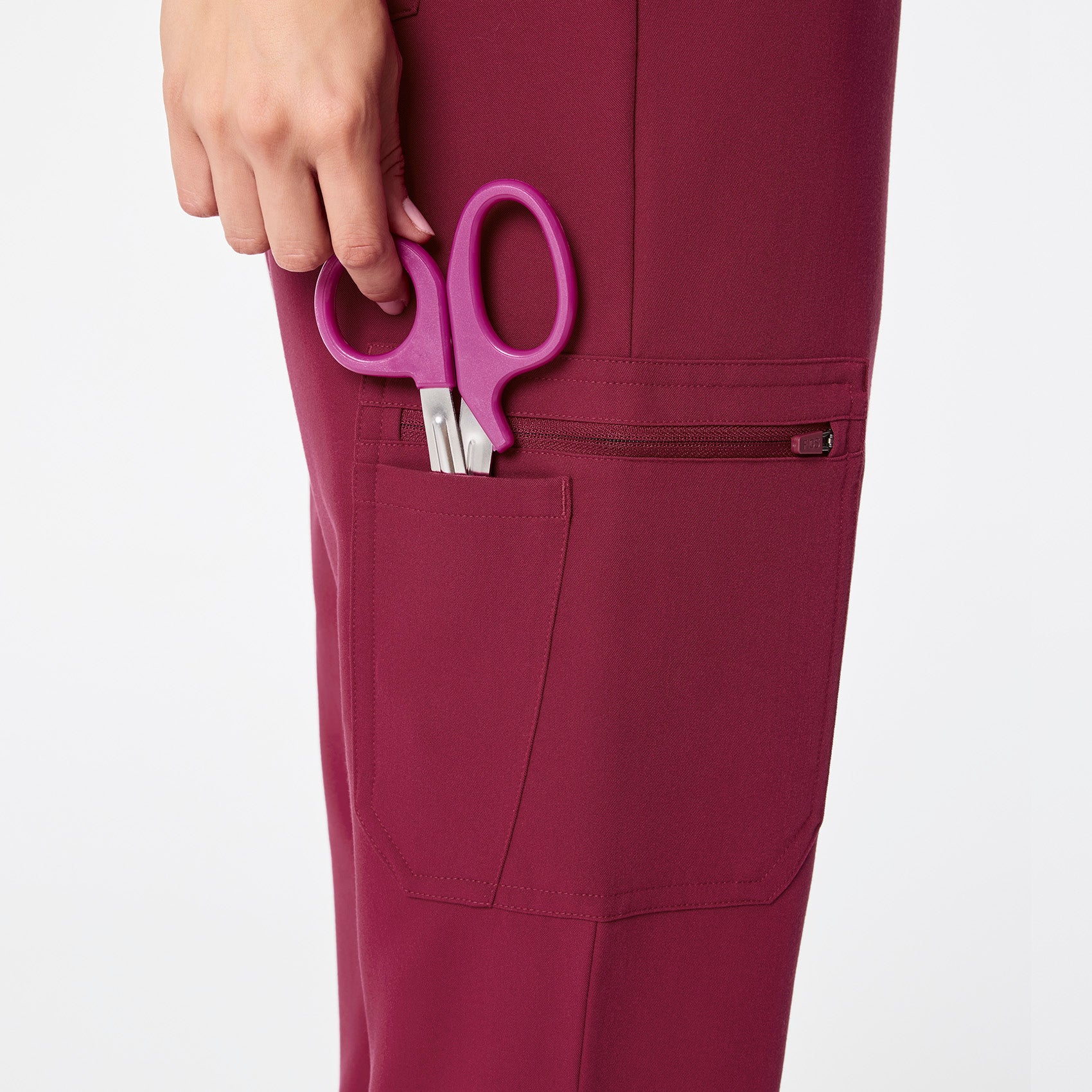 women's Deep Cranberry High Waisted Dowa - Petite Scrub Pants - Image 7