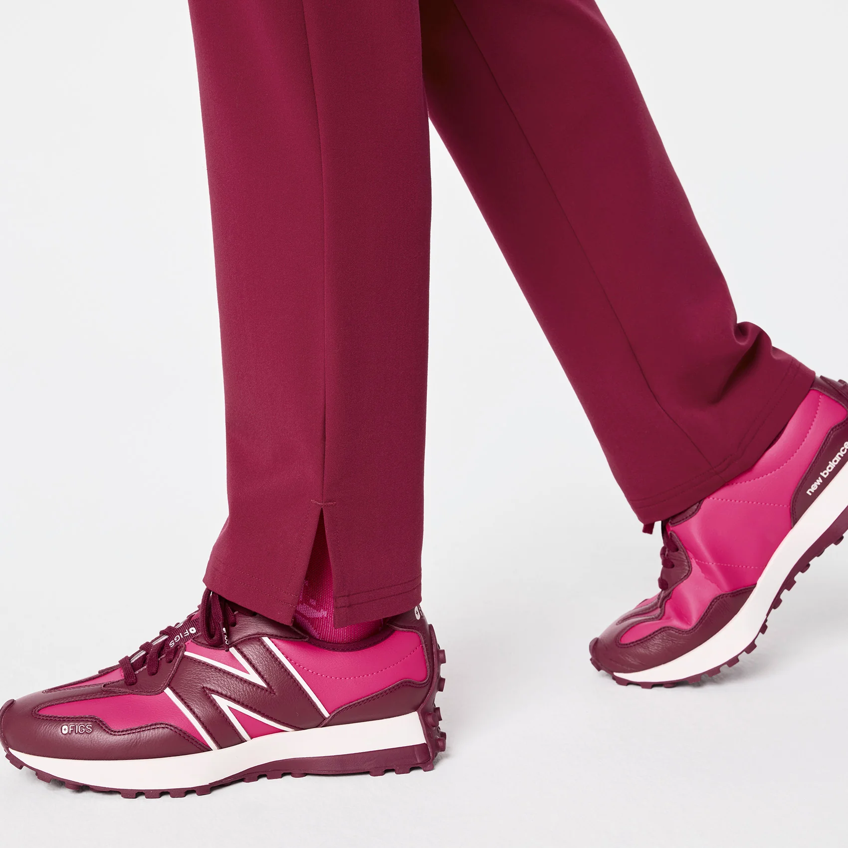 women's Deep Cranberry High Waisted Dowa - Petite Scrub Pants - Image 9