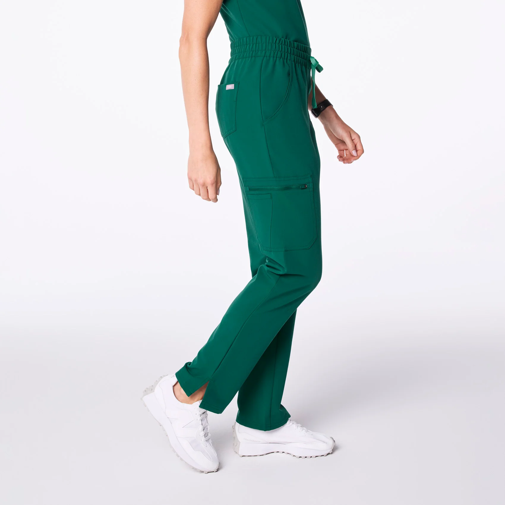 women's Hunter Green High Waisted Dowa - Petite Scrub Pants - Image 3