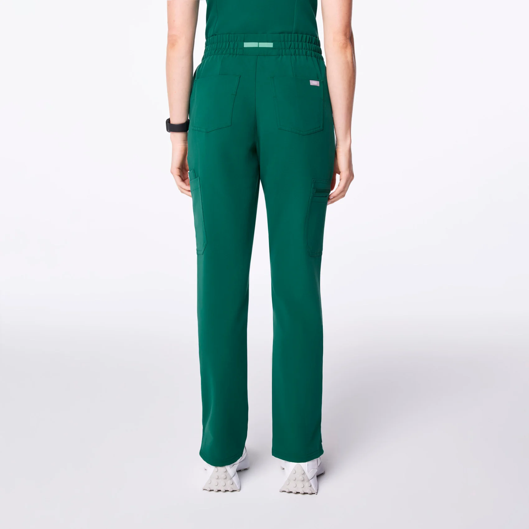 women's Hunter Green High Waisted Dowa - Petite Scrub Pants - Image 4