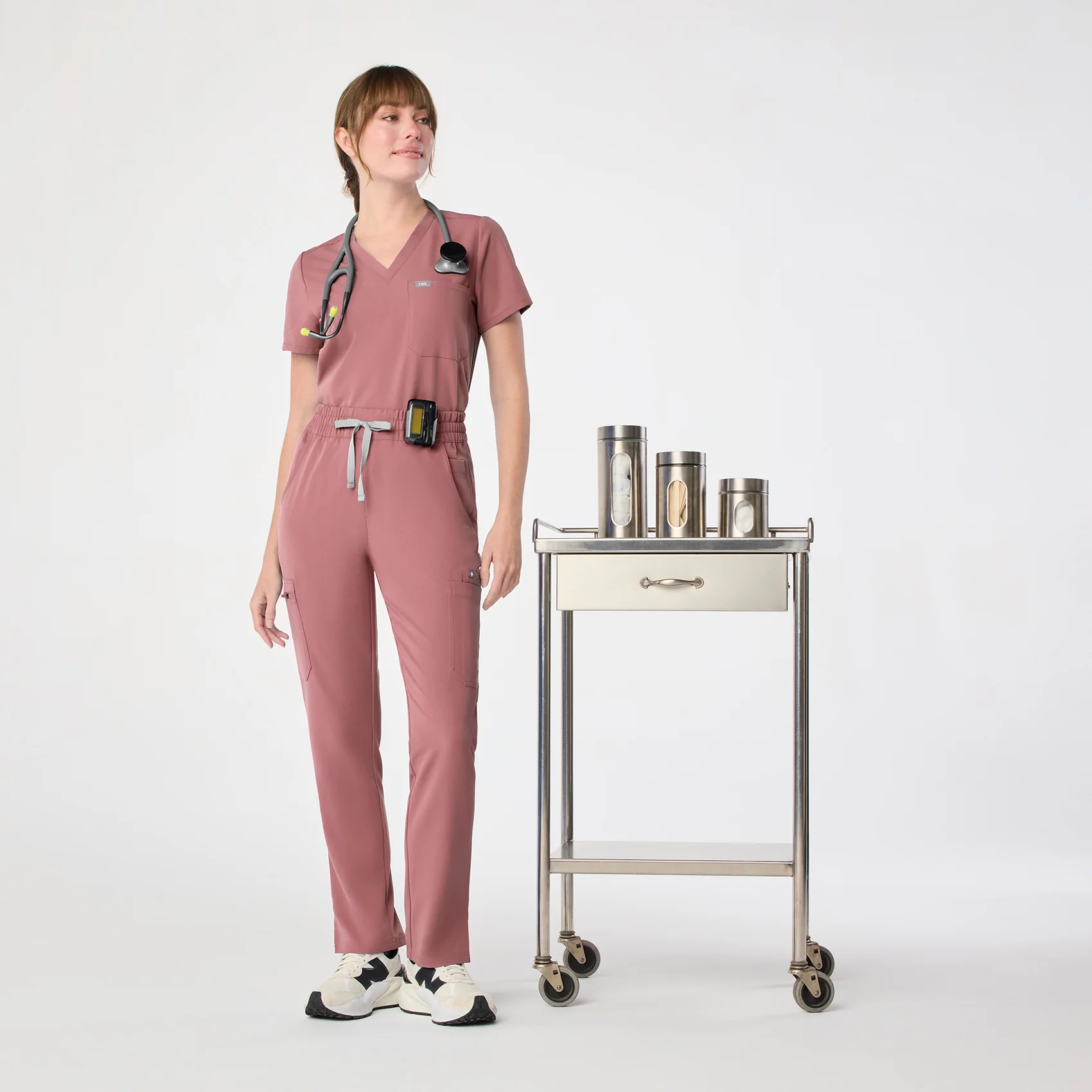women's Mauve High Waisted Dowa - Petite Scrub Pant - Image 2