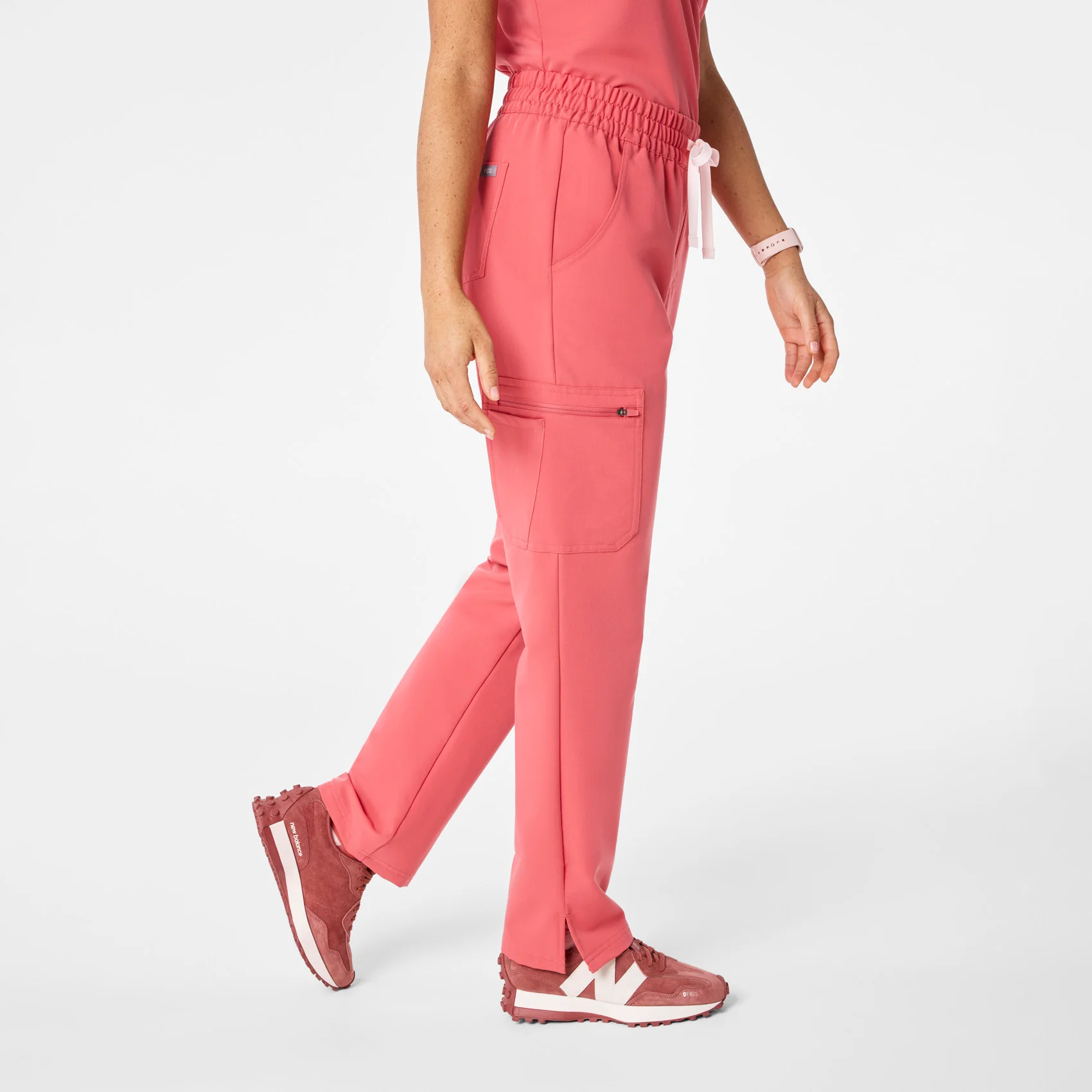 women's Pulmonary Pink High Waisted Dowa - Petite Scrub Pants - Image 3
