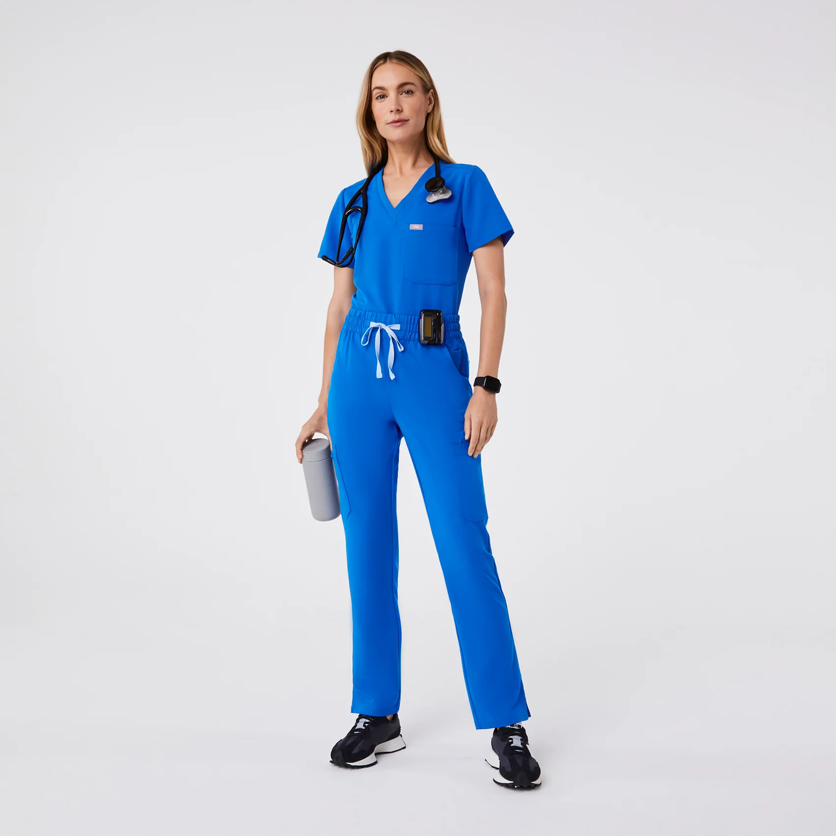 women's Royal Blue High Waisted Dowa - Petite Scrub Pant - Image 2