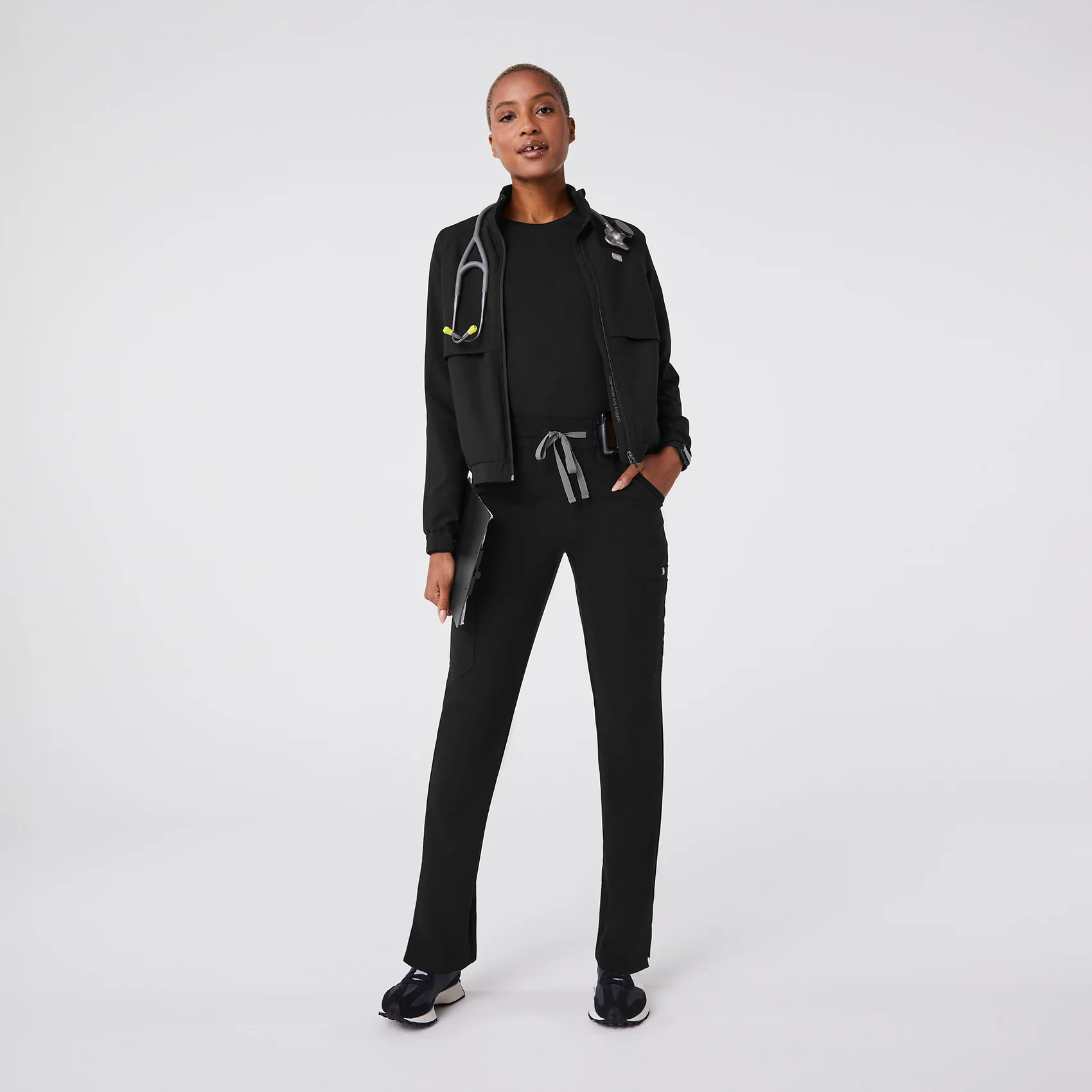 women's Black High Waisted Dowa - Tall Scrub Pant - Image 2