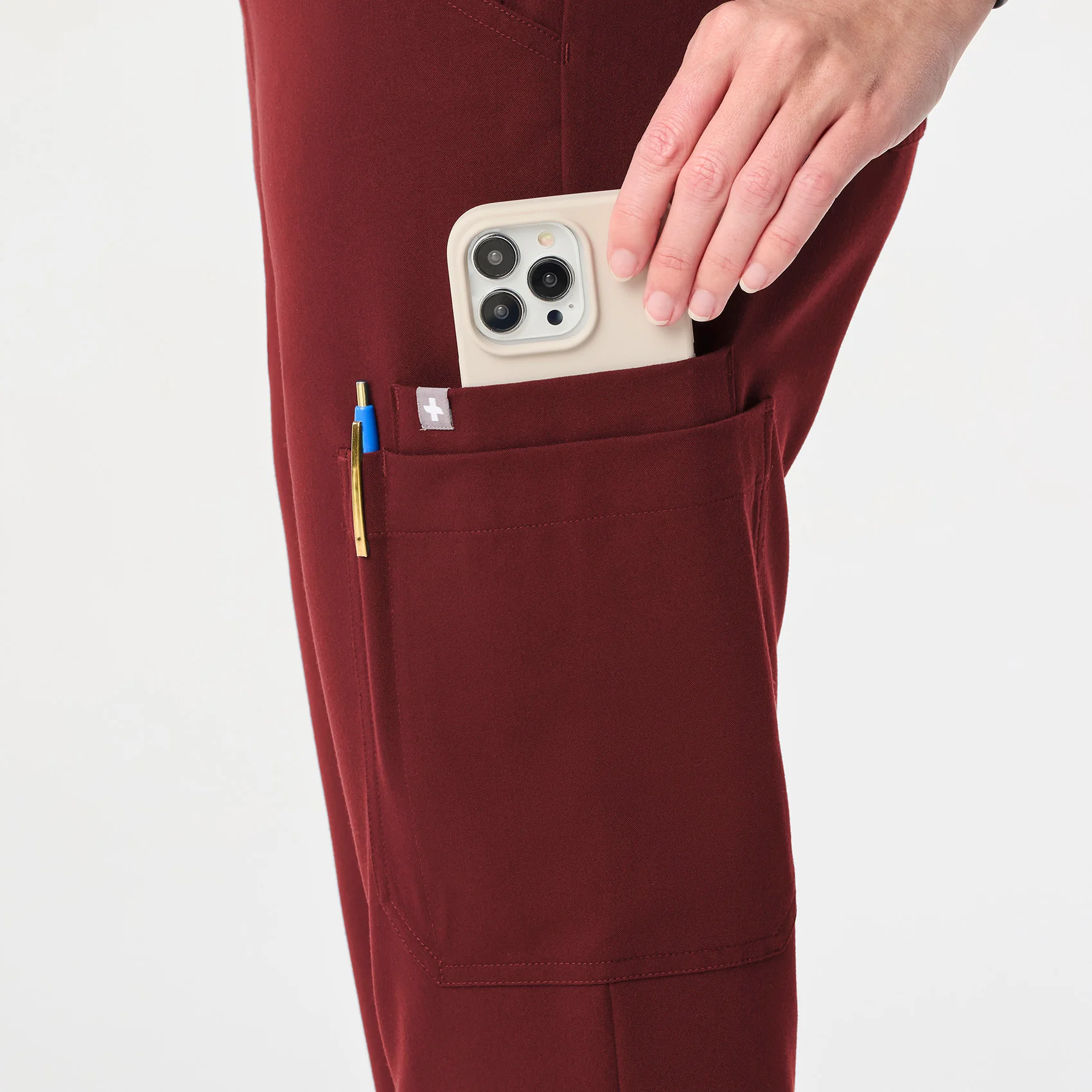 women's Burgundy High Waisted Dowa - Tall Scrub Pant - Image 8