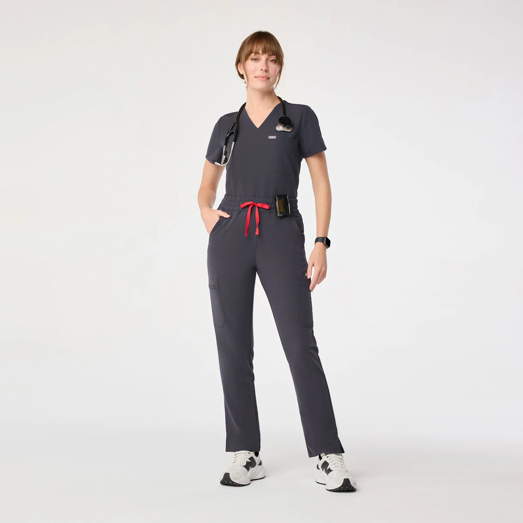 women's Charcoal High Waisted Dowa - Tall Scrub Pant - Image 2