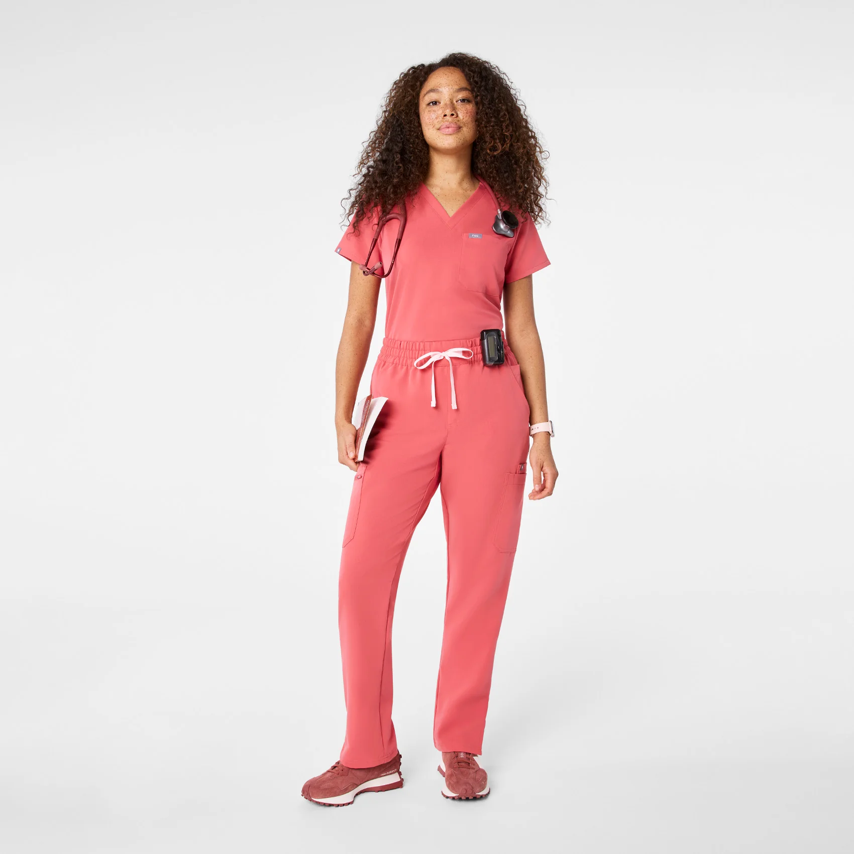 women's Pulmonary Pink High Waisted Dowa - Tall Scrub Pants - Image 2