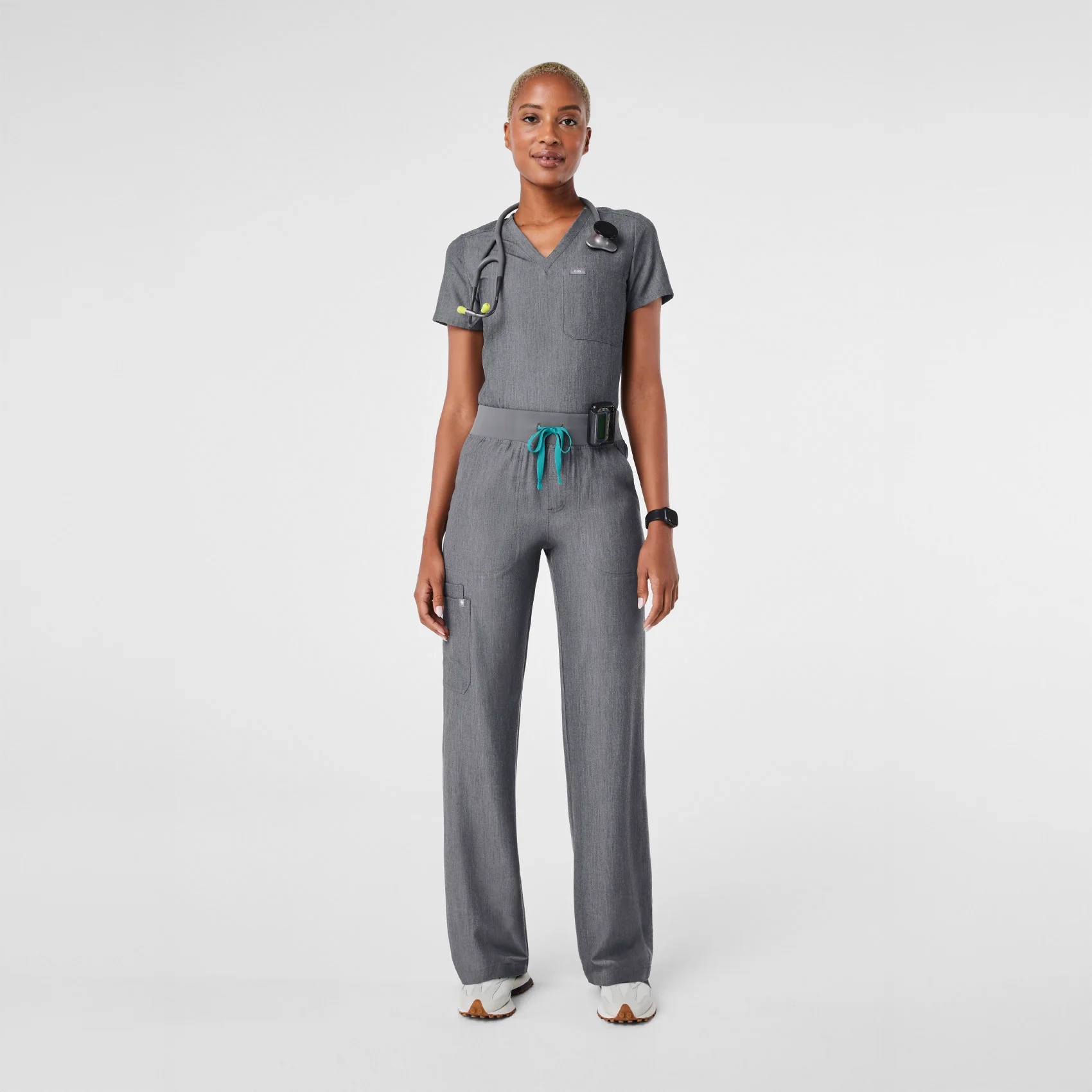 women's Graphite High Waisted Isabel Wide Leg - Petite Scrub Pant - Image 2