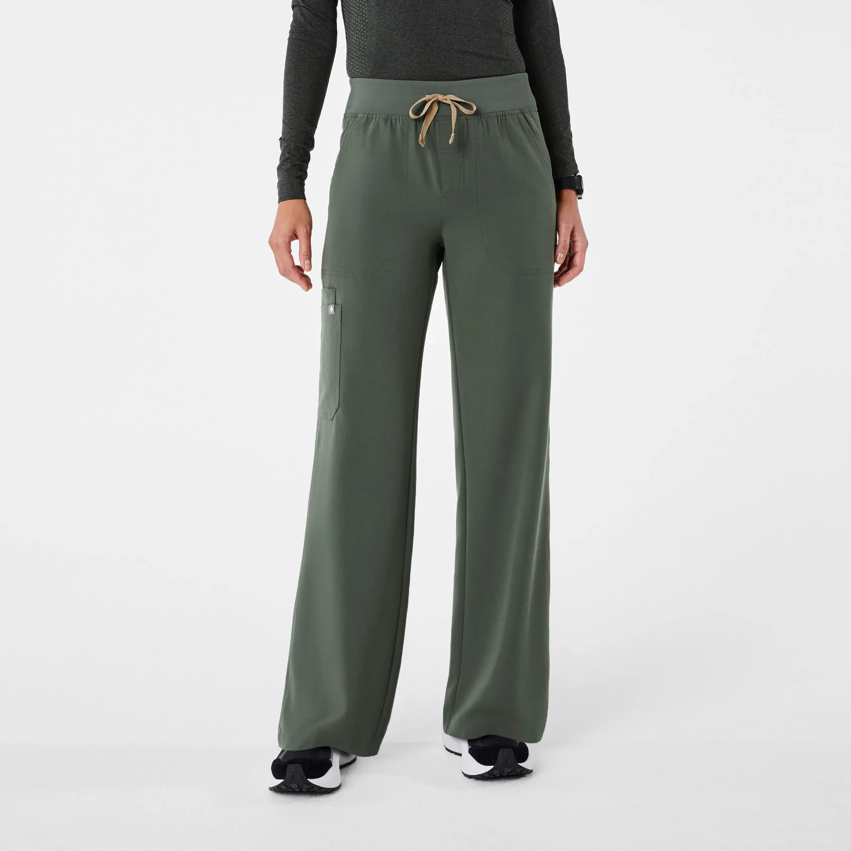 women's Moss High Waisted Isabel Wide Leg - Petite Scrub Pant