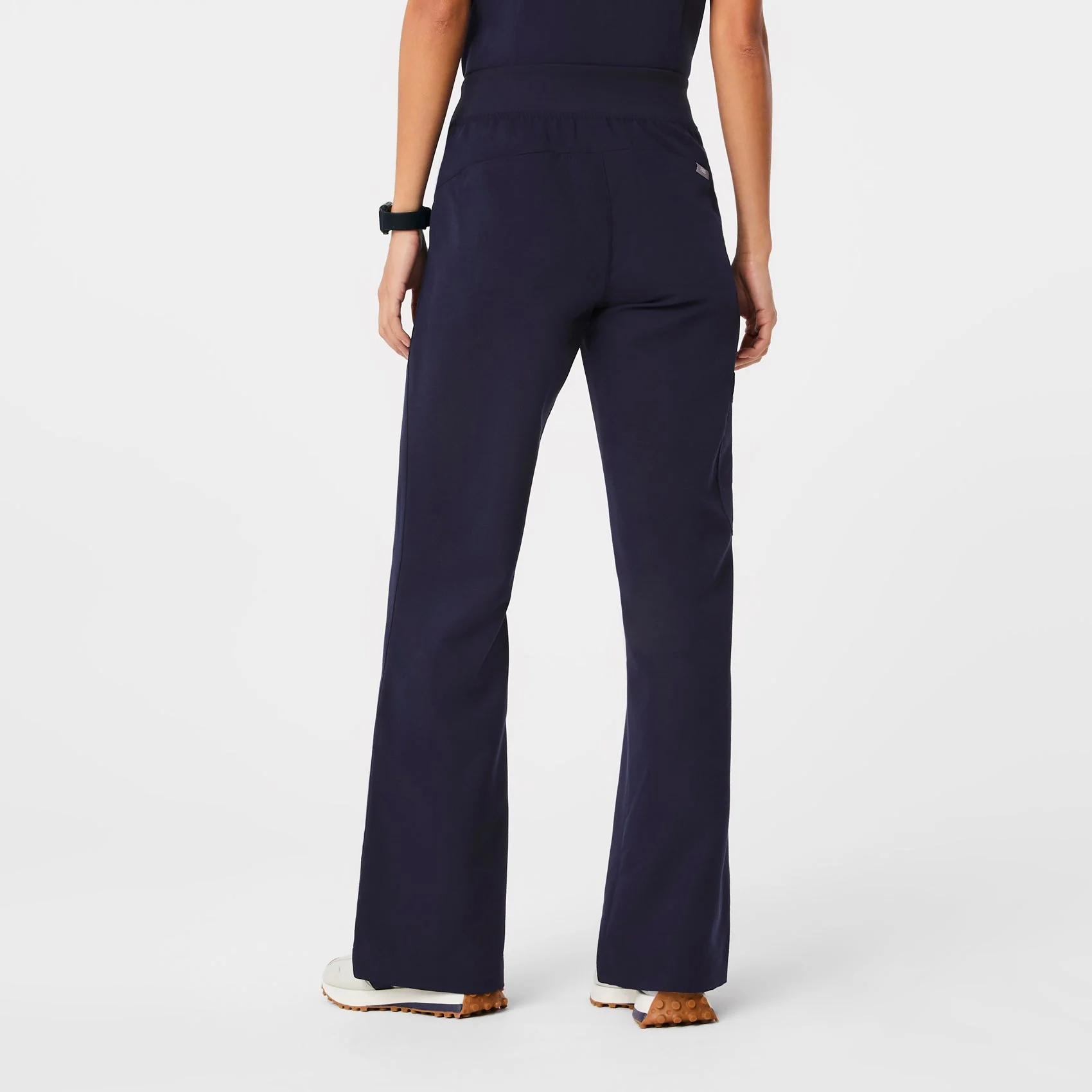women's Navy High Waisted Isabel Wide Leg - Petite Scrub Pant - Image 4