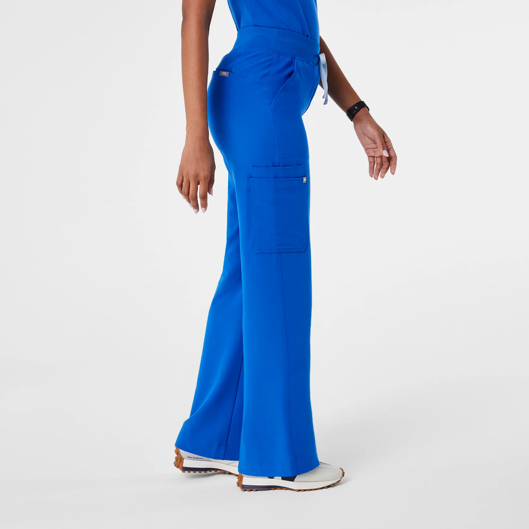 women's Royal Blue High Waisted Isabel Wide Leg - Petite Scrub Pant - Image 3