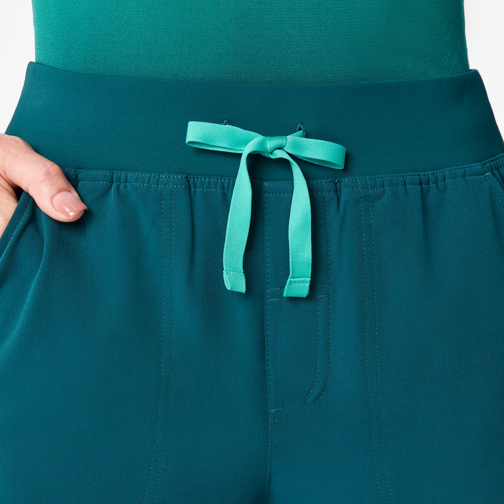women's Caribbean Blue High Waisted Isabel Wide Leg - Scrub Pant - Image 5