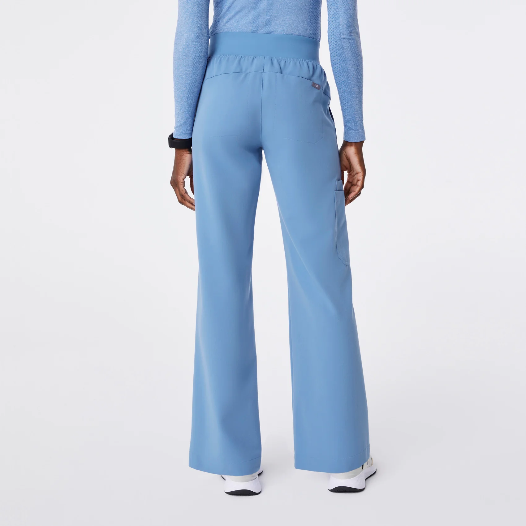 women's Ceil Blue High Waisted Isabel Wide Leg - Scrub Pant - Image 4