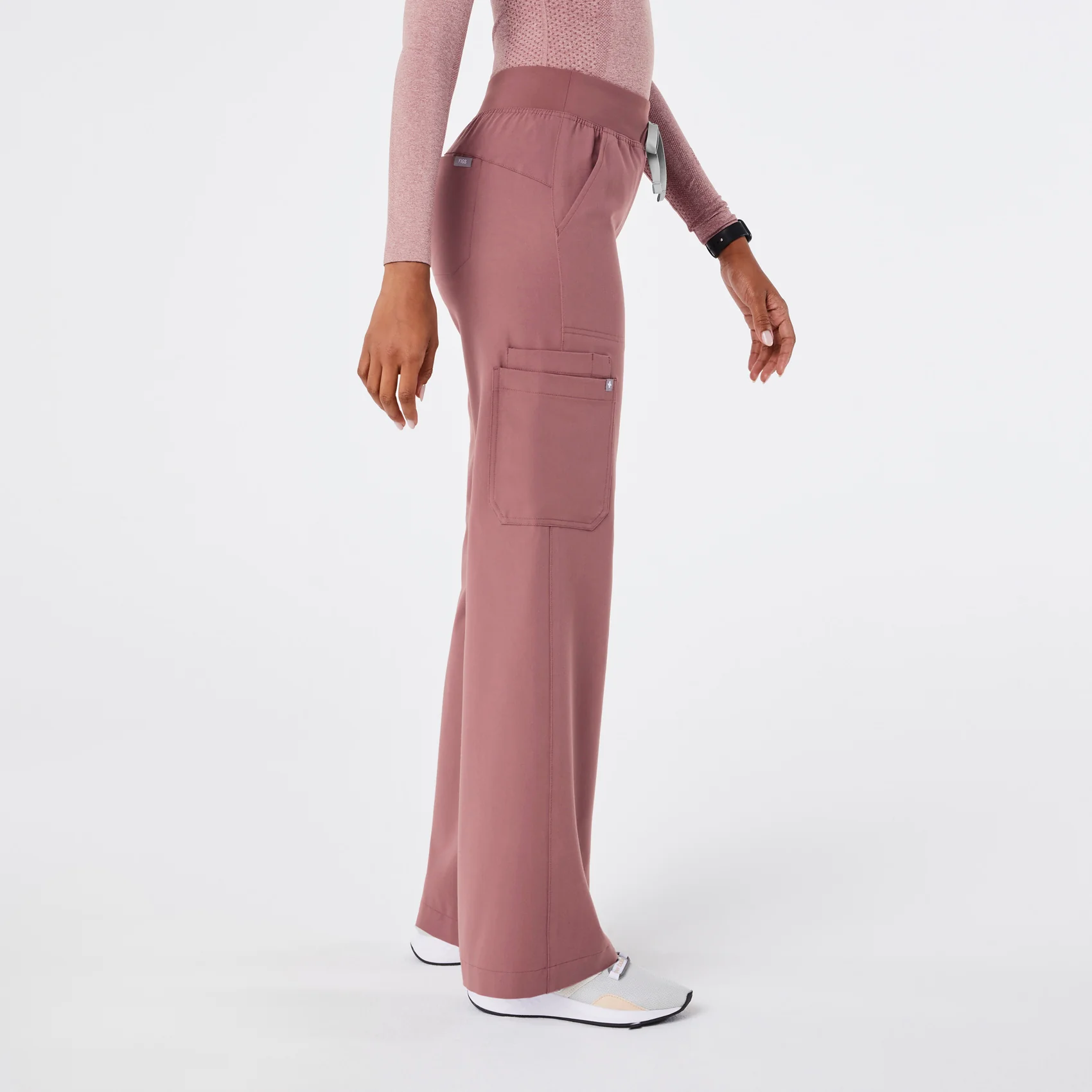 women's Mauve High Waisted Isabel Wide Leg - Scrub Pant - Image 3