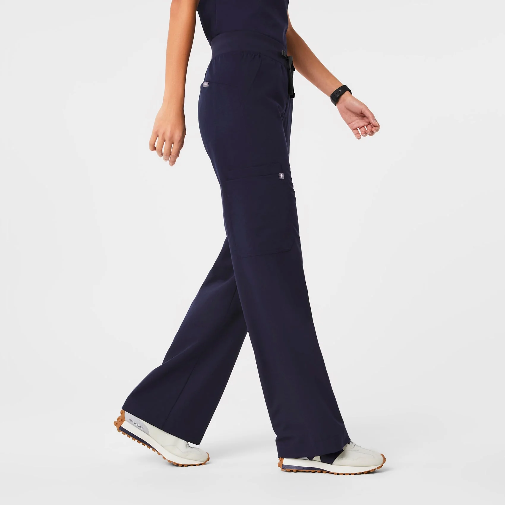 women's Navy High Waisted Isabel Wide Leg - Scrub Pant - Image 3