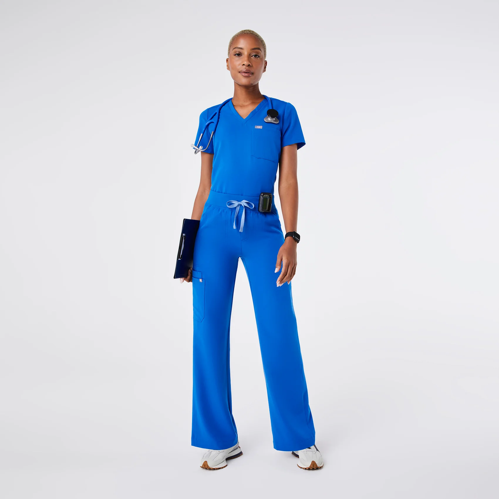 women's Royal Blue High Waisted Isabel Wide Leg - Scrub Pant - Image 2